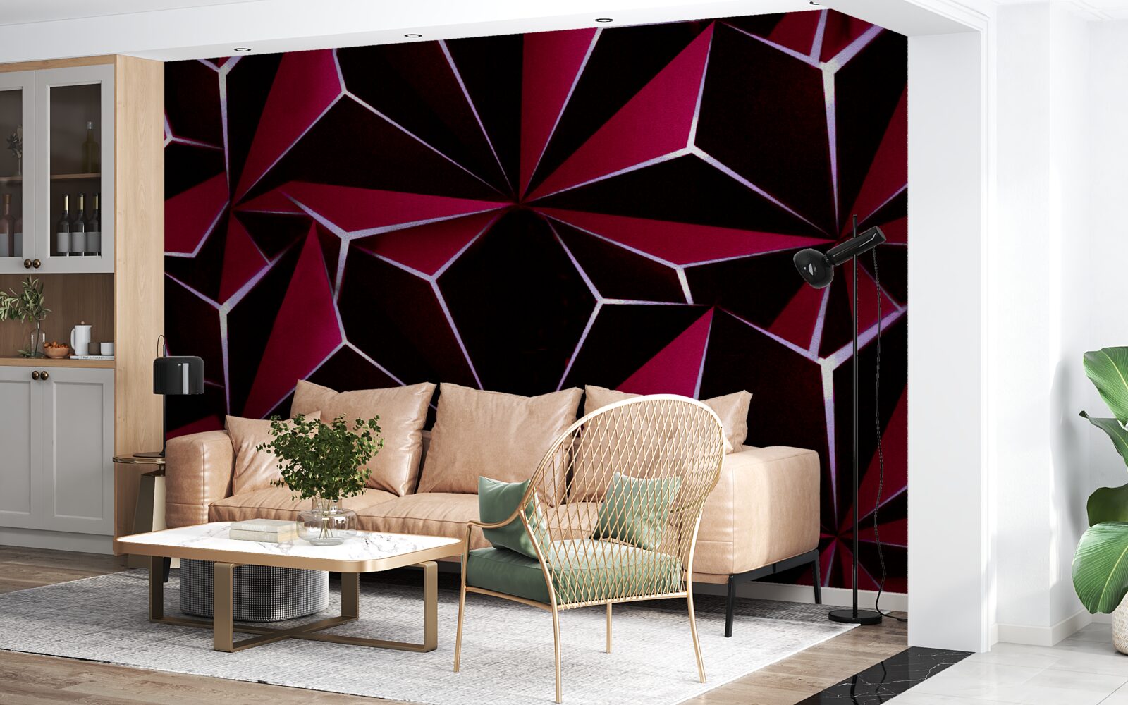 Fototapeta bordové trojrozmerné pyramídy