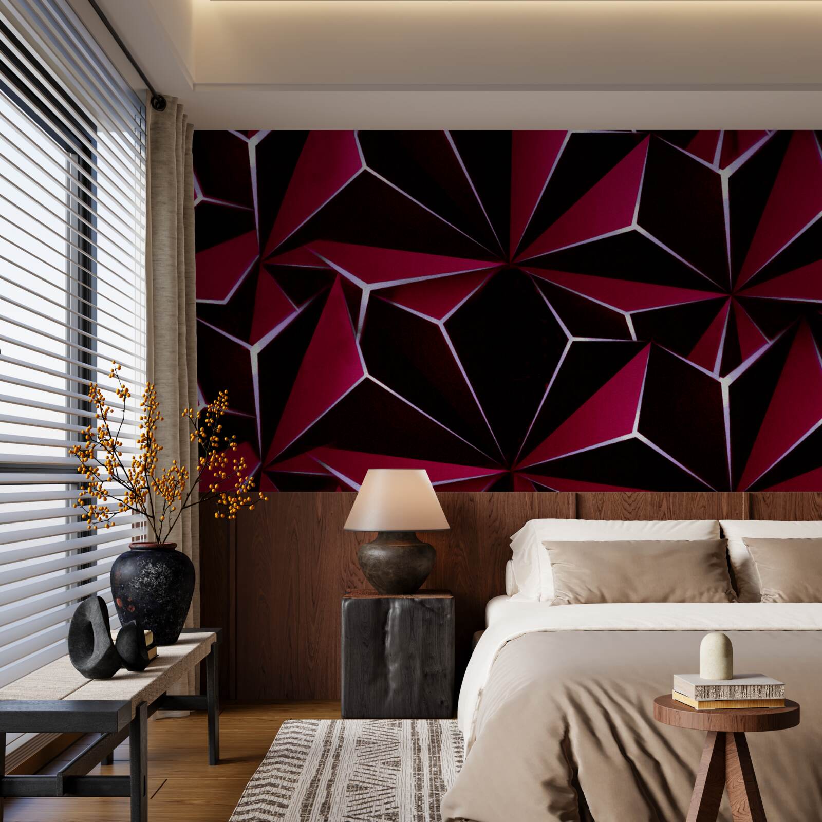 Fototapeta bordové trojrozmerné pyramídy