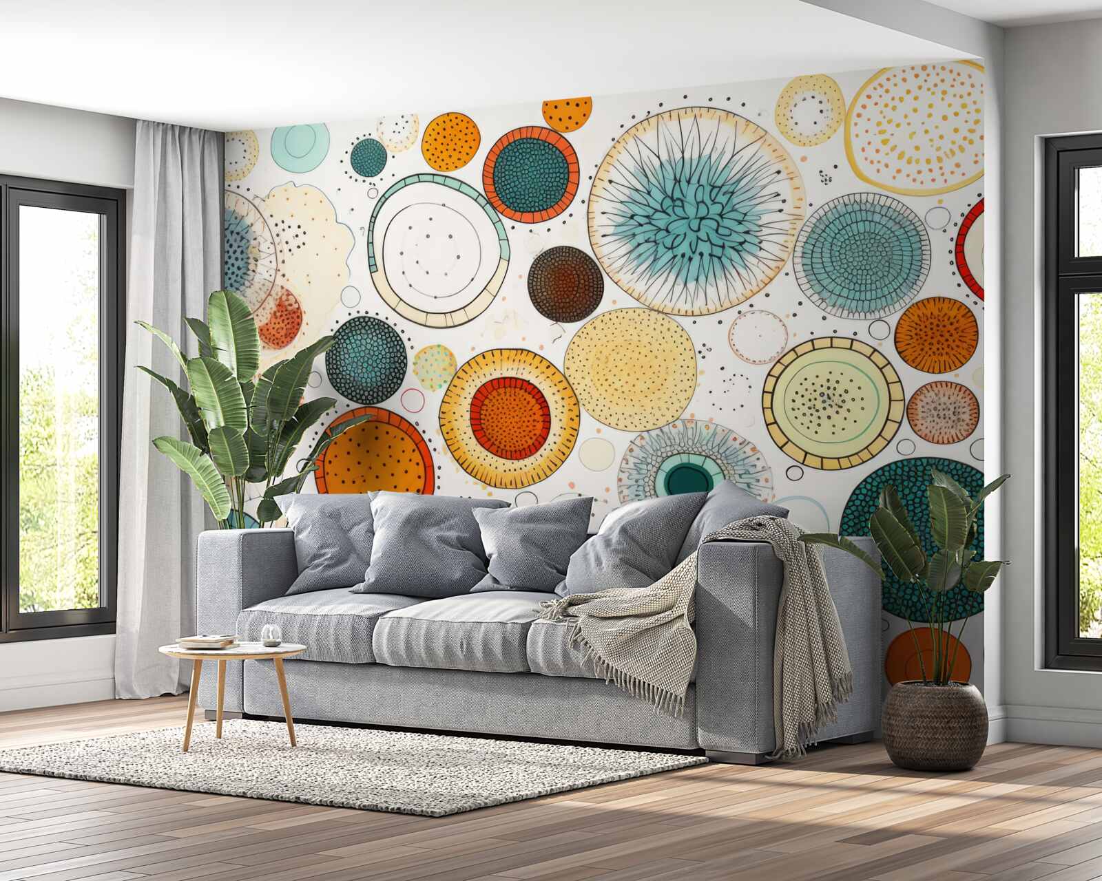 Fototapeta kruhy a sekcie v abstraktnom štýle