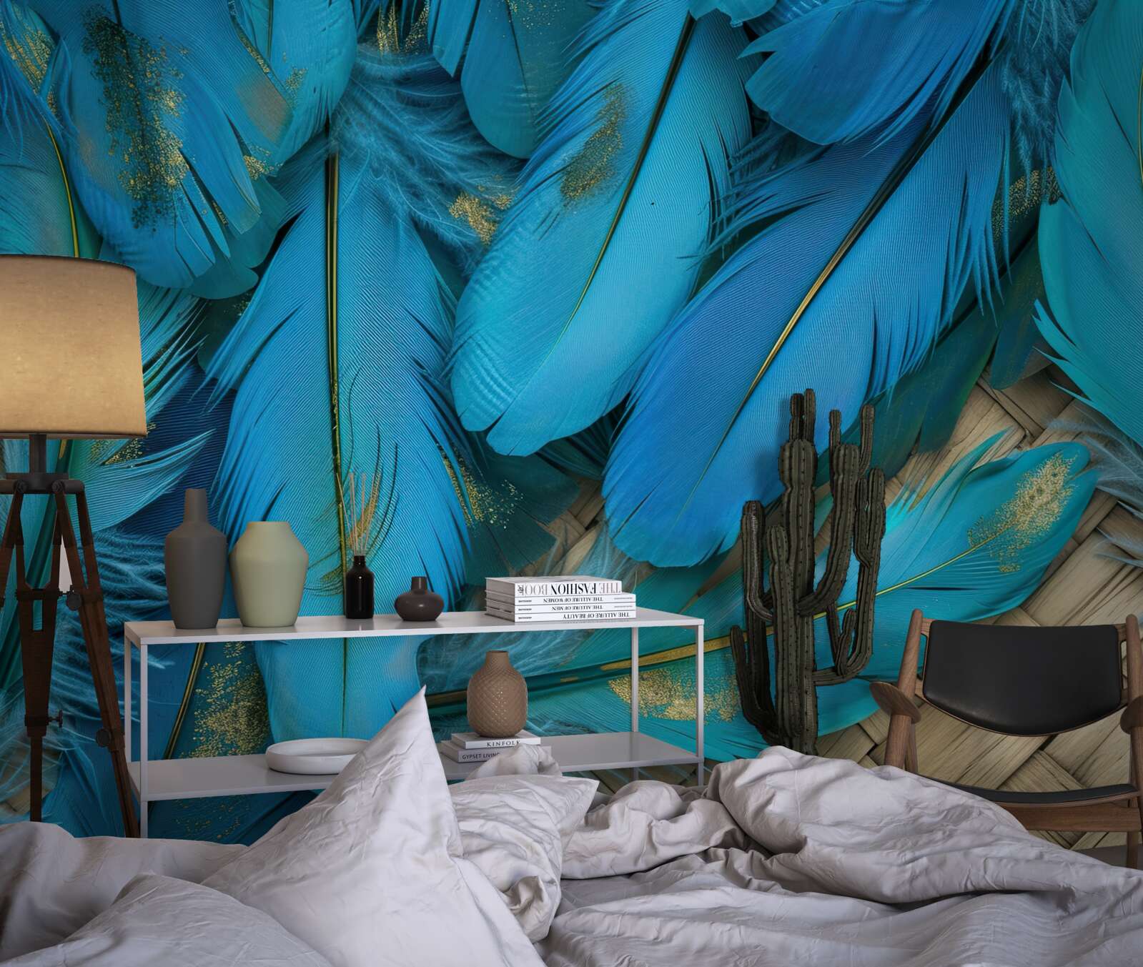 Fototapeta krásne nadýchané pierka sýtej modrej farby