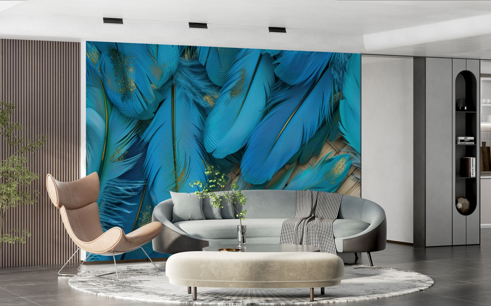 Fototapeta krásne nadýchané pierka sýtej modrej farby