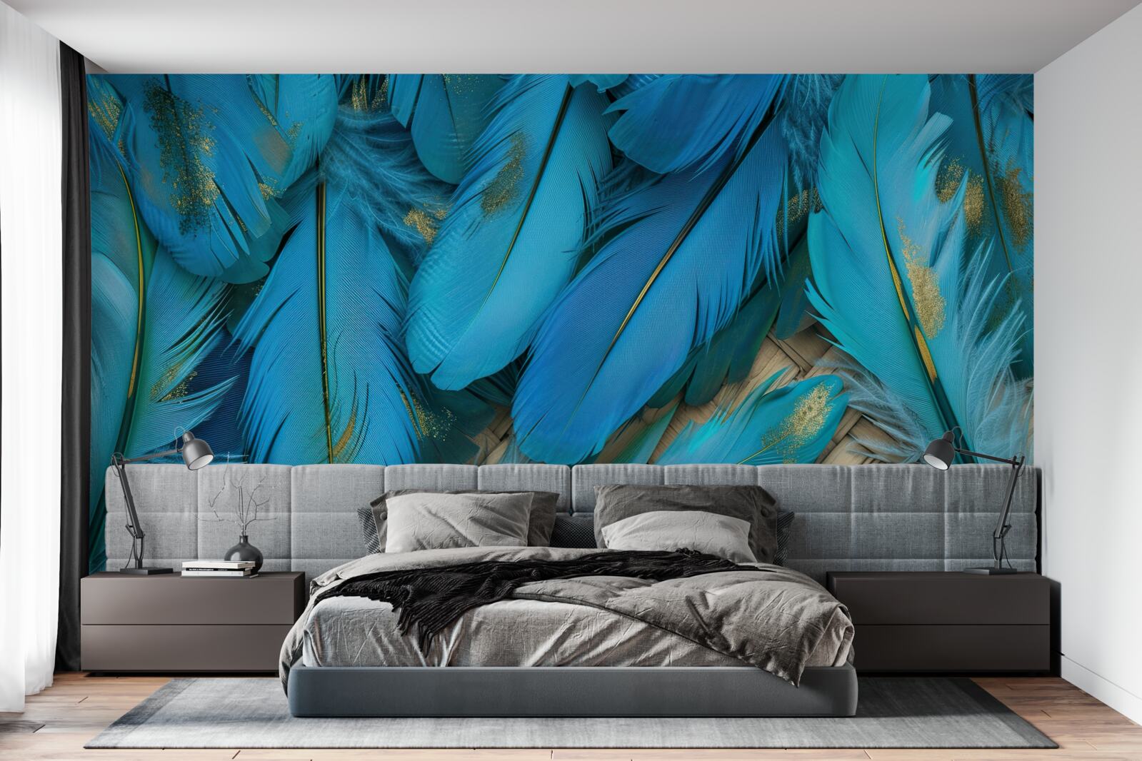 Fototapeta krásne nadýchané pierka sýtej modrej farby