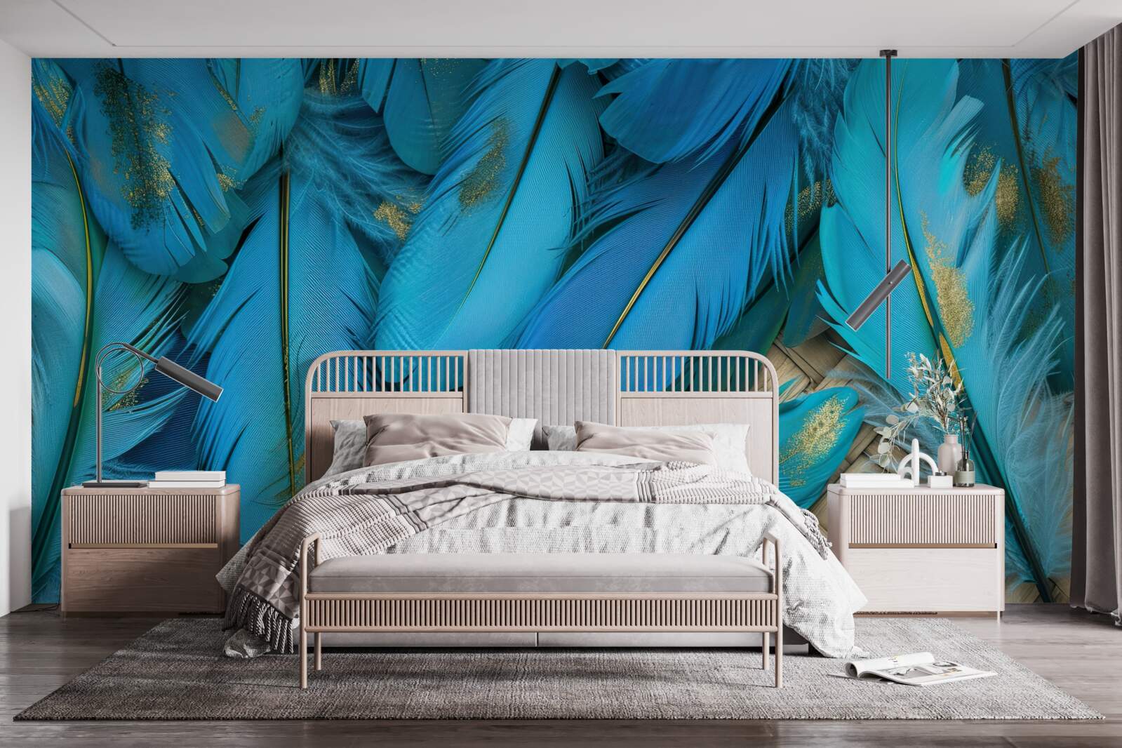 Fototapeta krásne nadýchané pierka sýtej modrej farby