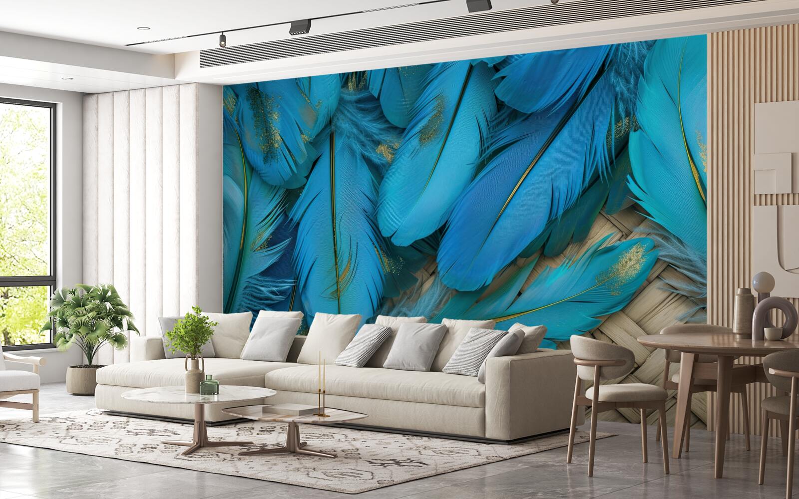 Fototapeta krásne nadýchané pierka sýtej modrej farby