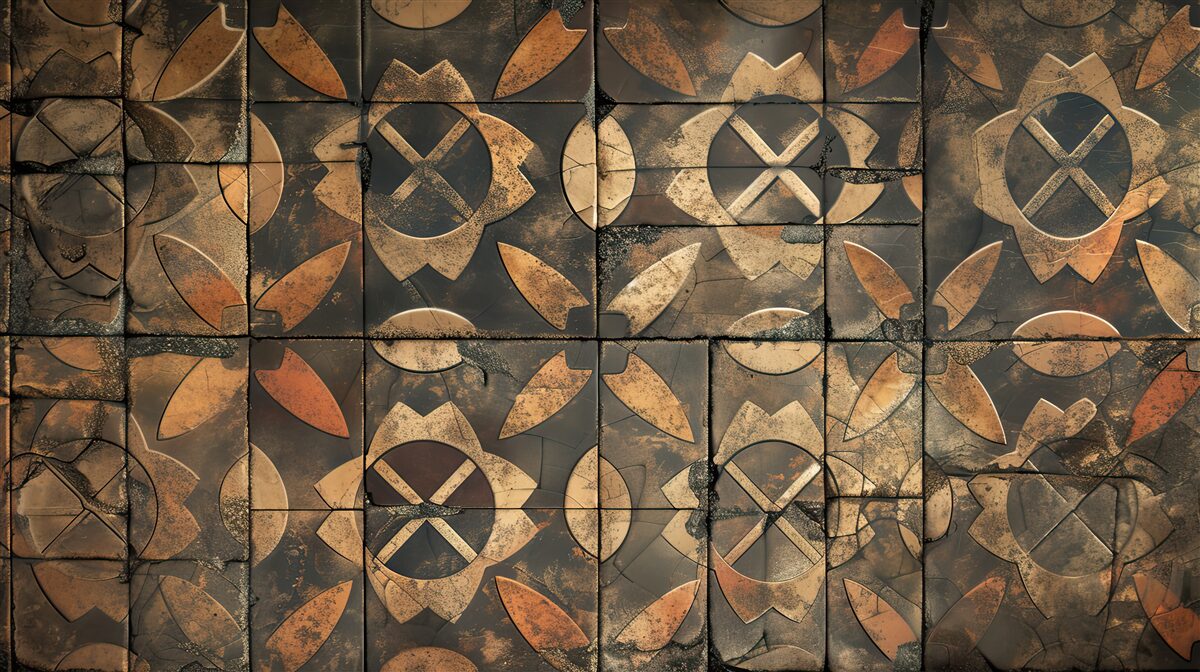 Fototapeta geometrická kompozícia s listovými prvkami