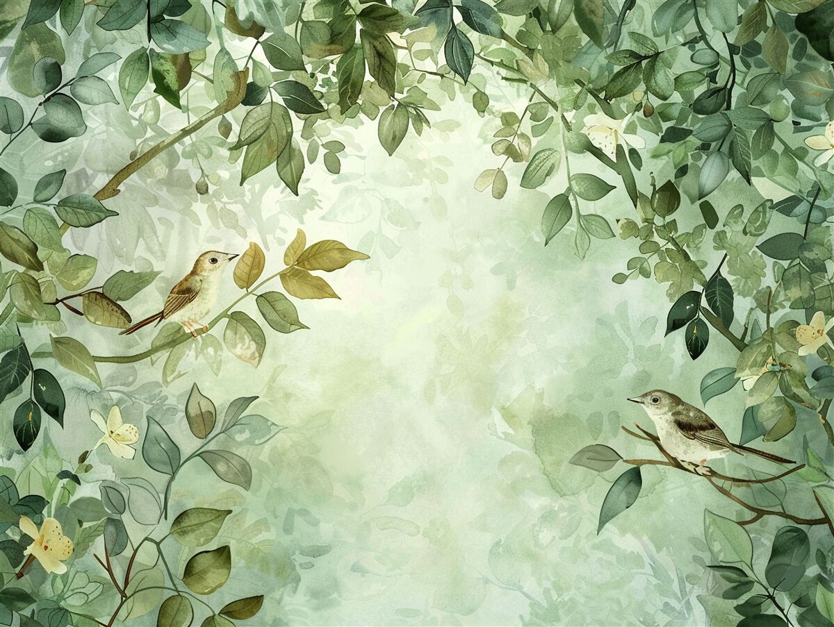 Fototapeta vtáky medzi zelenými listami stromov