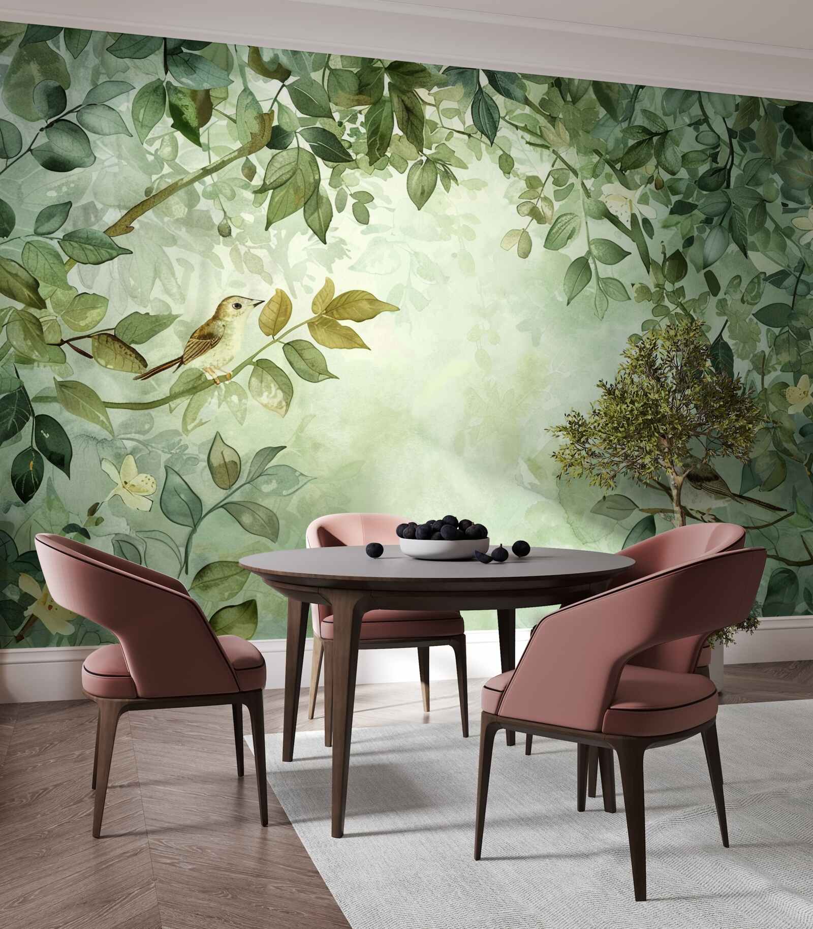 Fototapeta vtáky medzi zelenými listami stromov