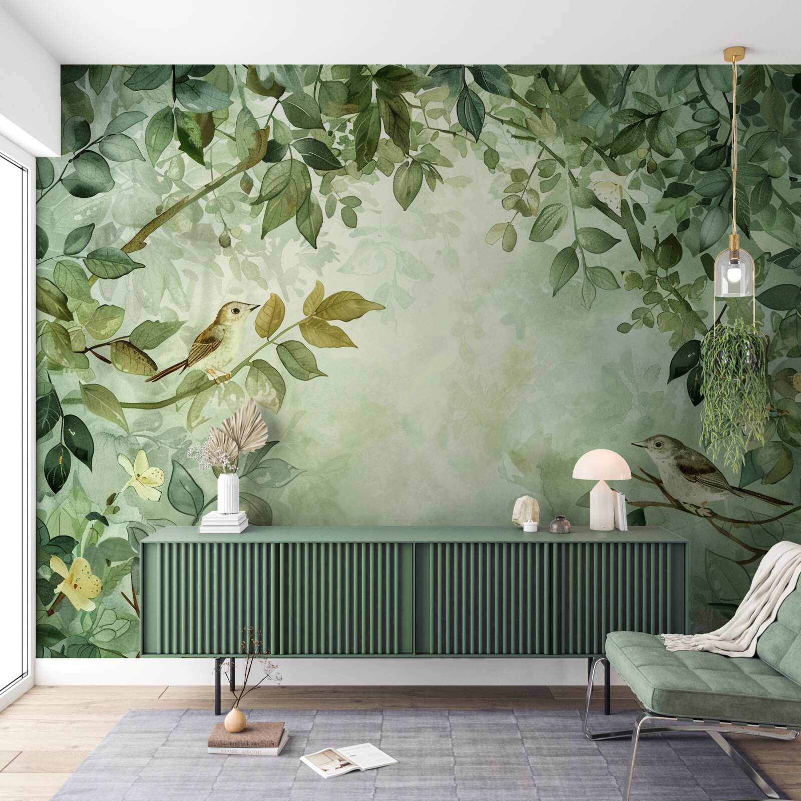 Fototapeta vtáky medzi zelenými listami stromov