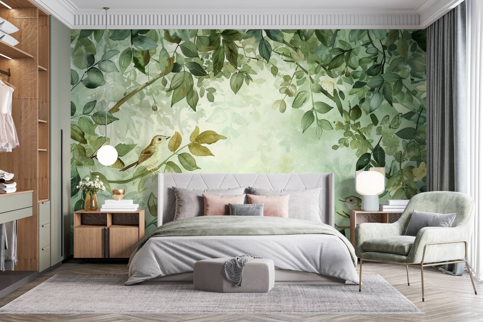 Fototapeta vtáky medzi zelenými listami stromov