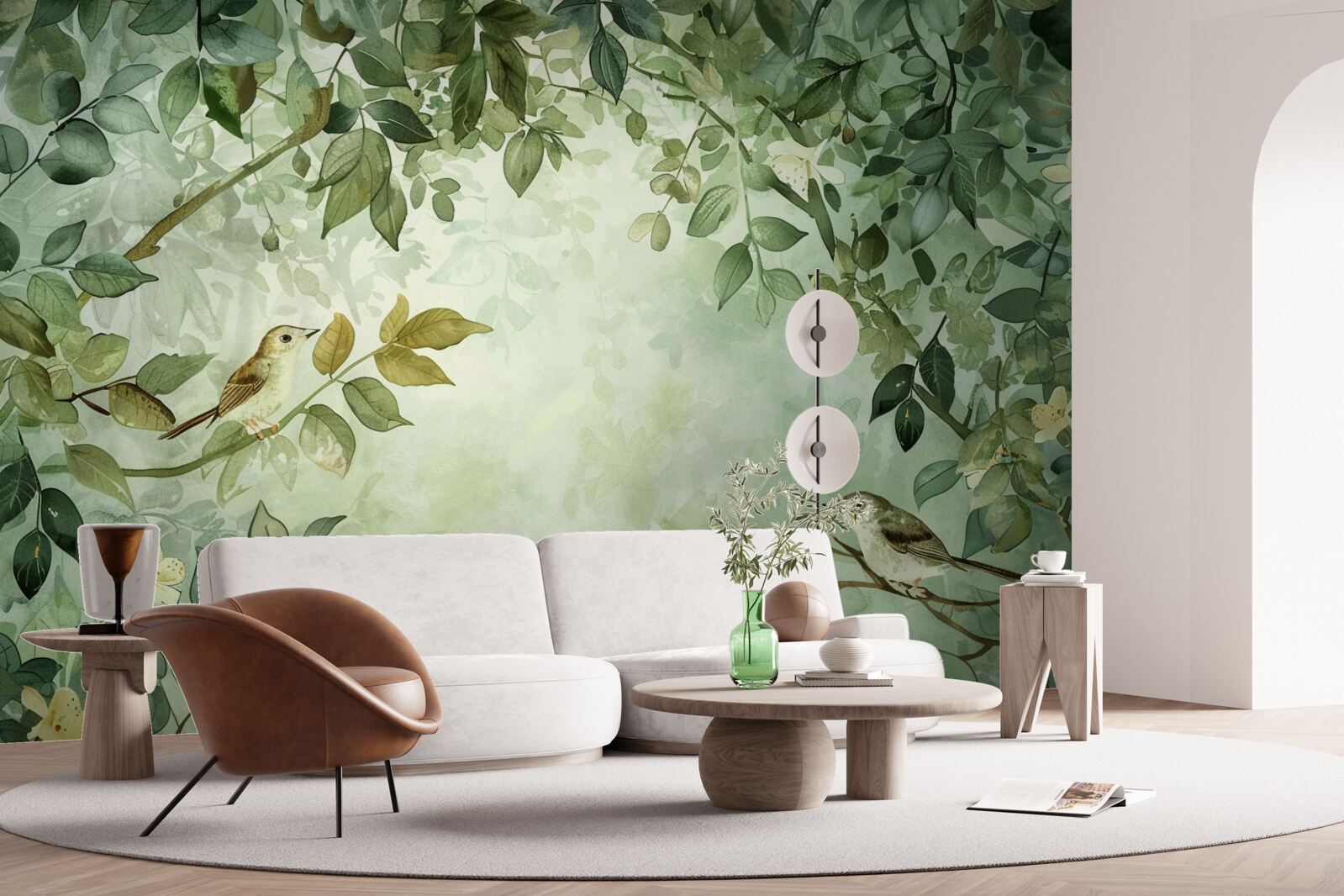 Fototapeta vtáky medzi zelenými listami stromov