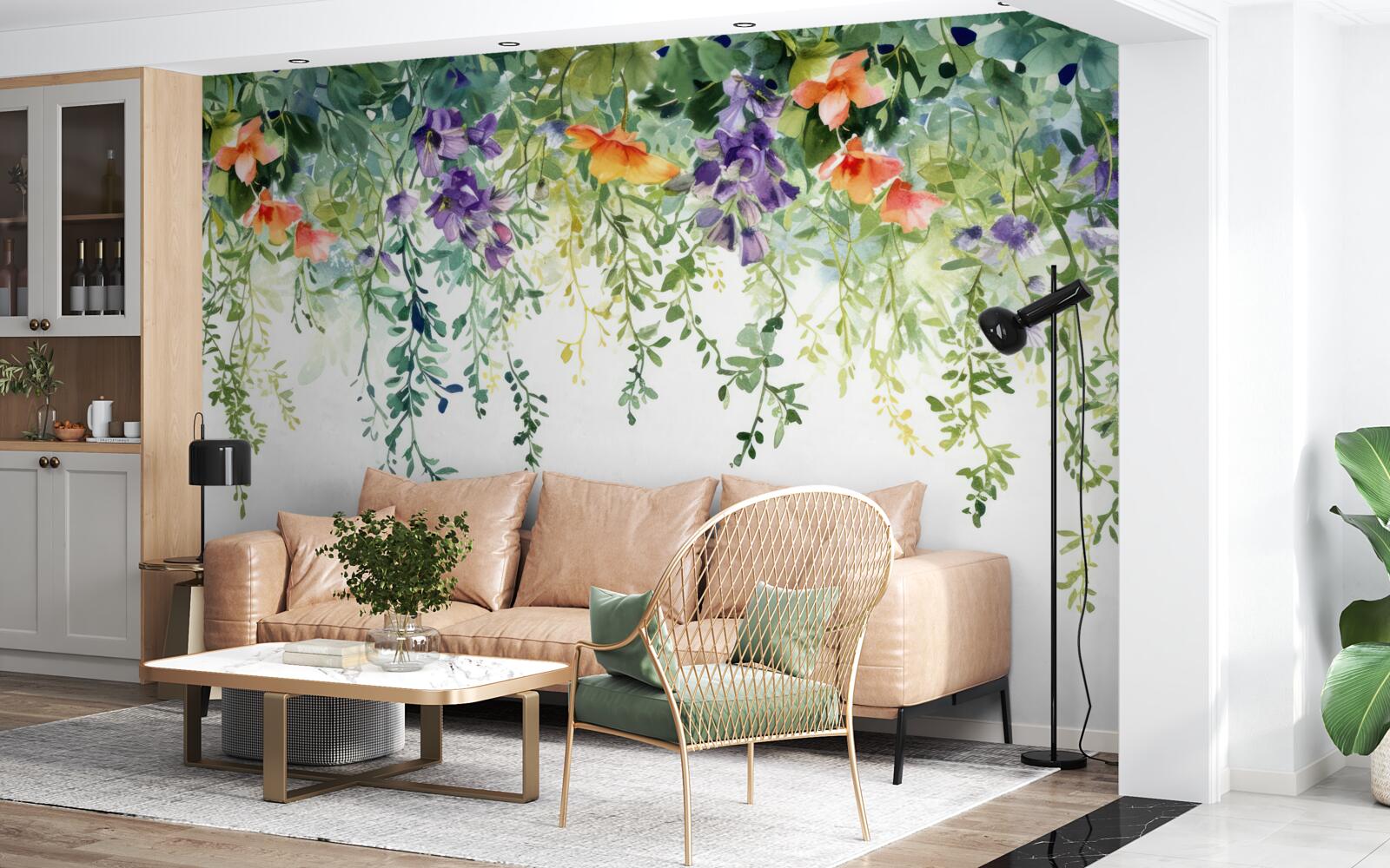 Fototapeta jemné kvety zo záhrady obrátené hore nohami