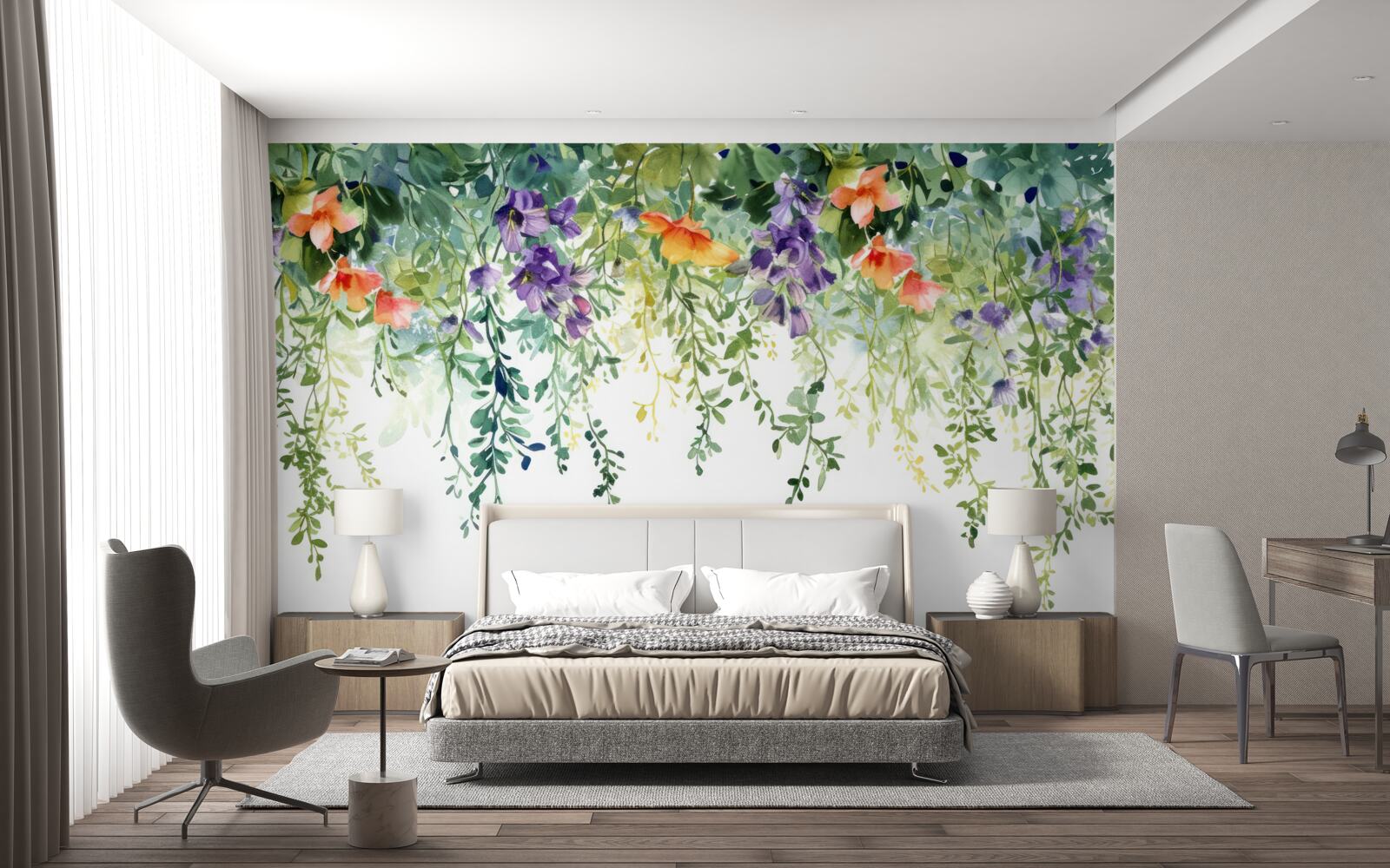 Fototapeta jemné kvety zo záhrady obrátené hore nohami