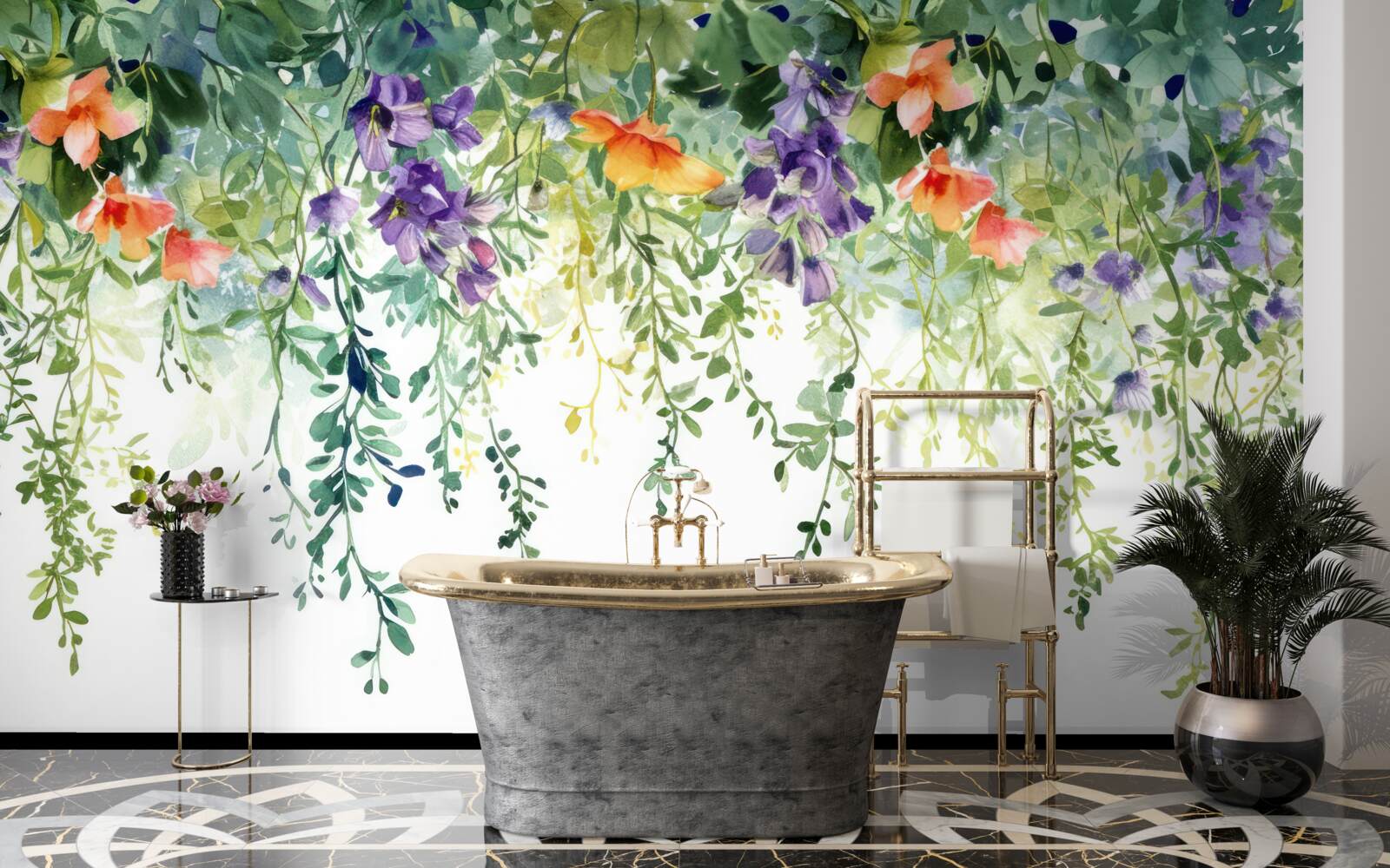 Fototapeta jemné kvety zo záhrady obrátené hore nohami