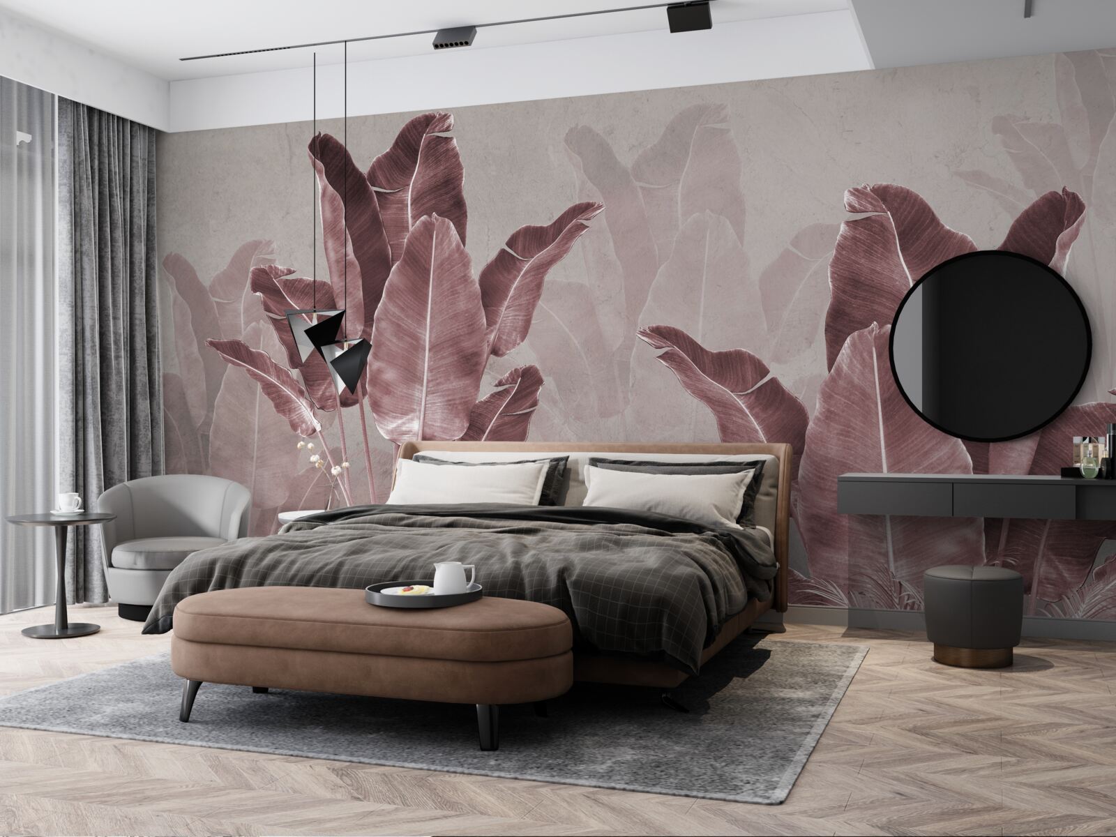 Fototapeta vysoké palmové listy sú červené