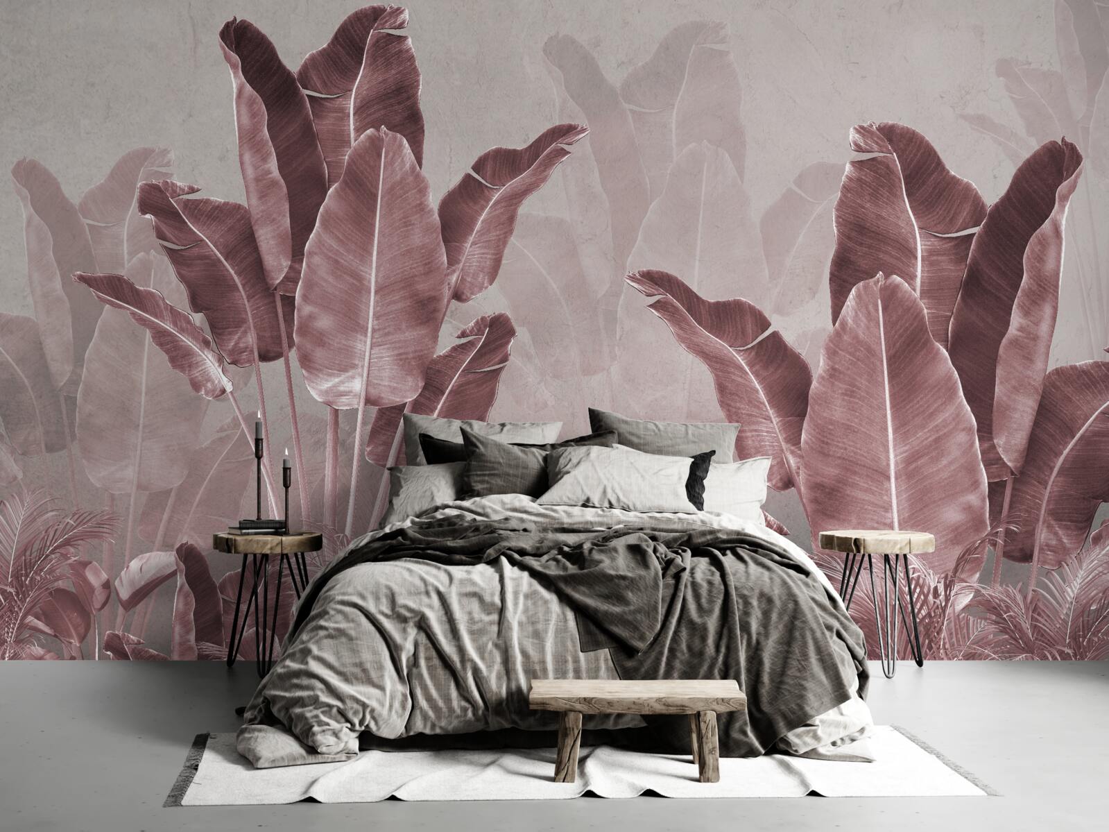 Fototapeta vysoké palmové listy sú červené