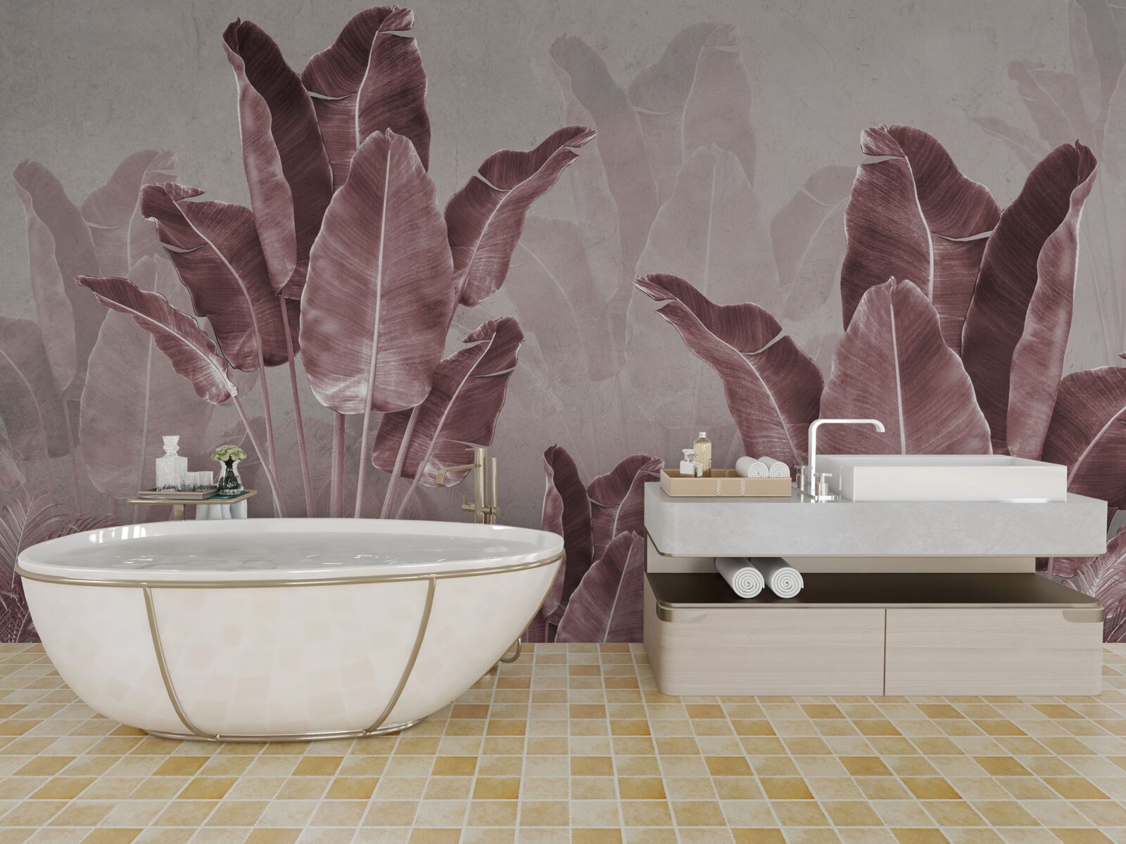 Fototapeta vysoké palmové listy sú červené