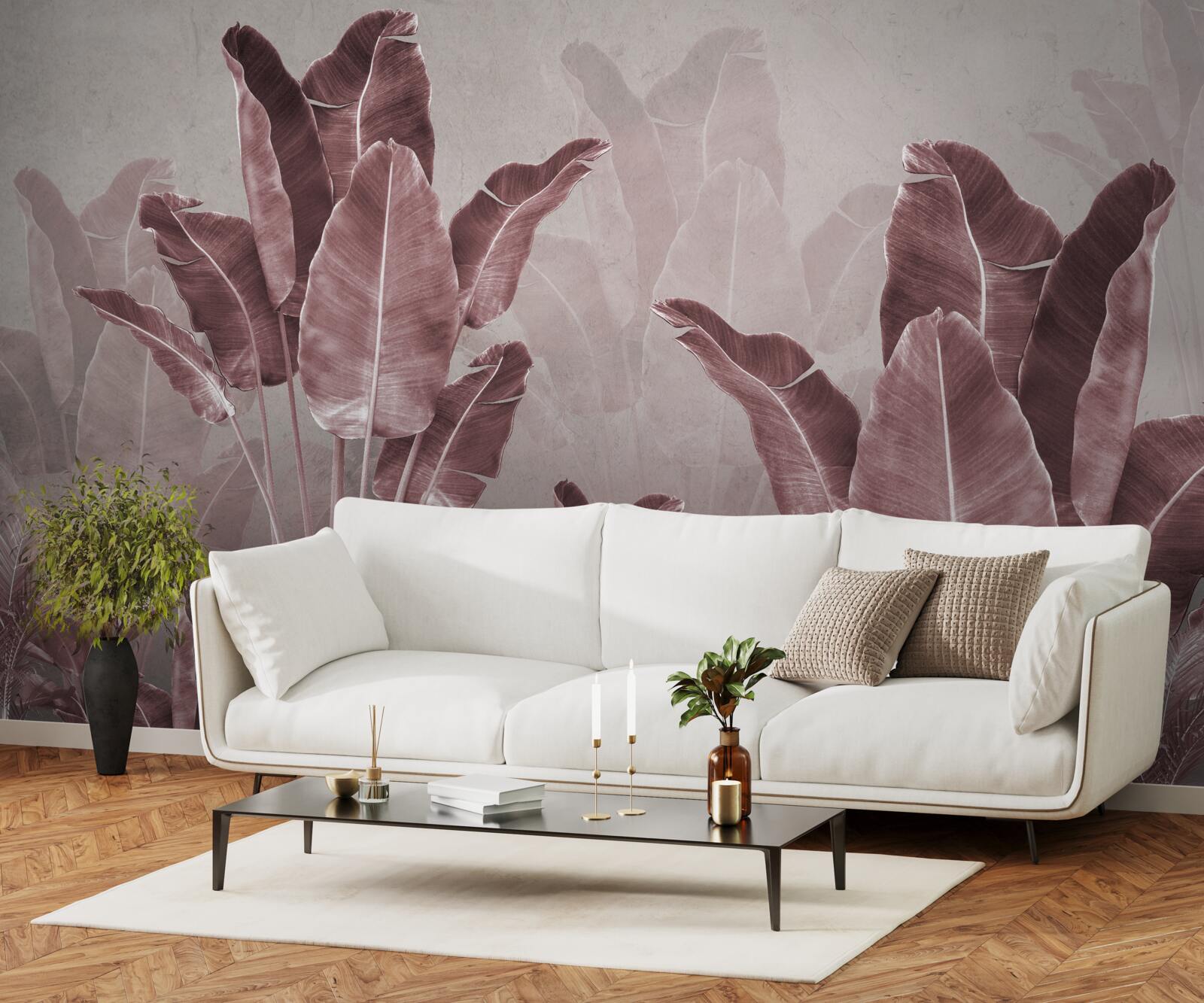 Fototapeta vysoké palmové listy sú červené