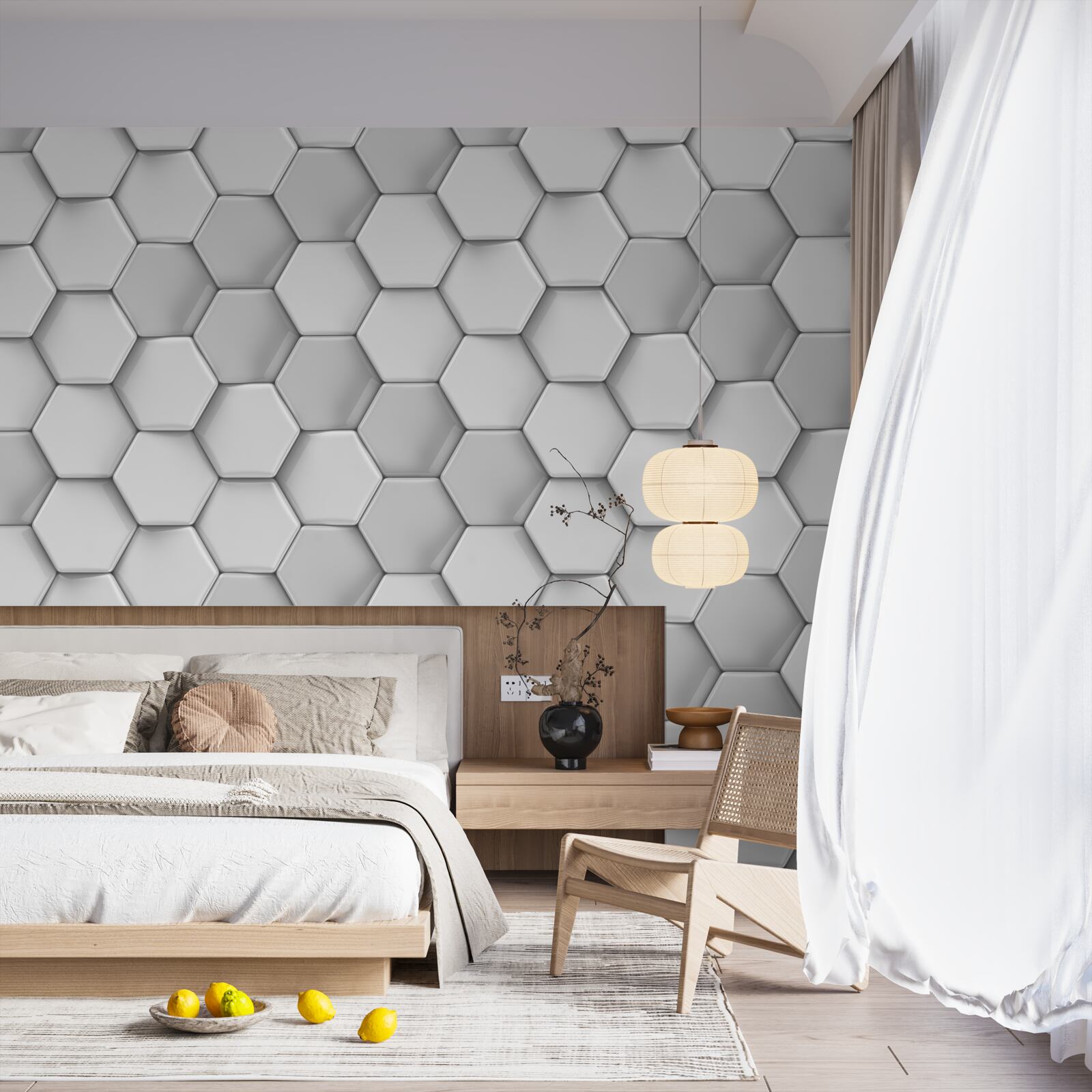 Fototapeta objemové sivé päťuholníky