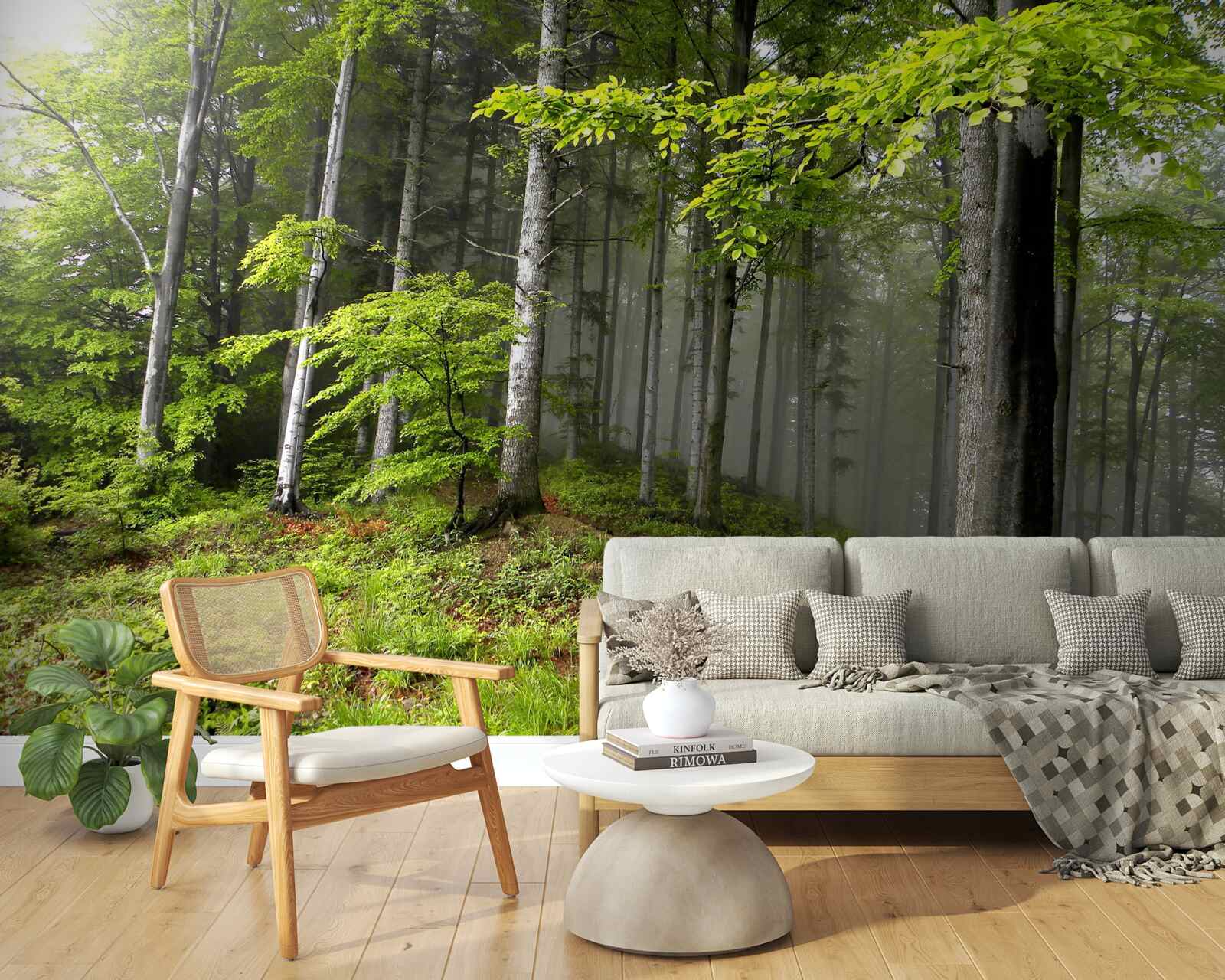 Fototapeta hmlistý les s listami