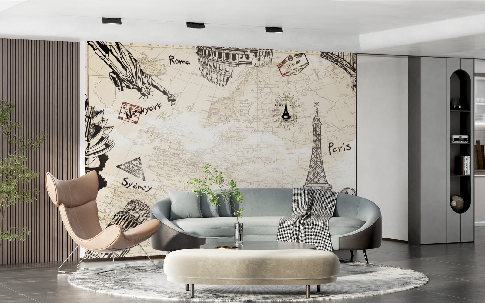 Fototapeta Európska architektúra na mape