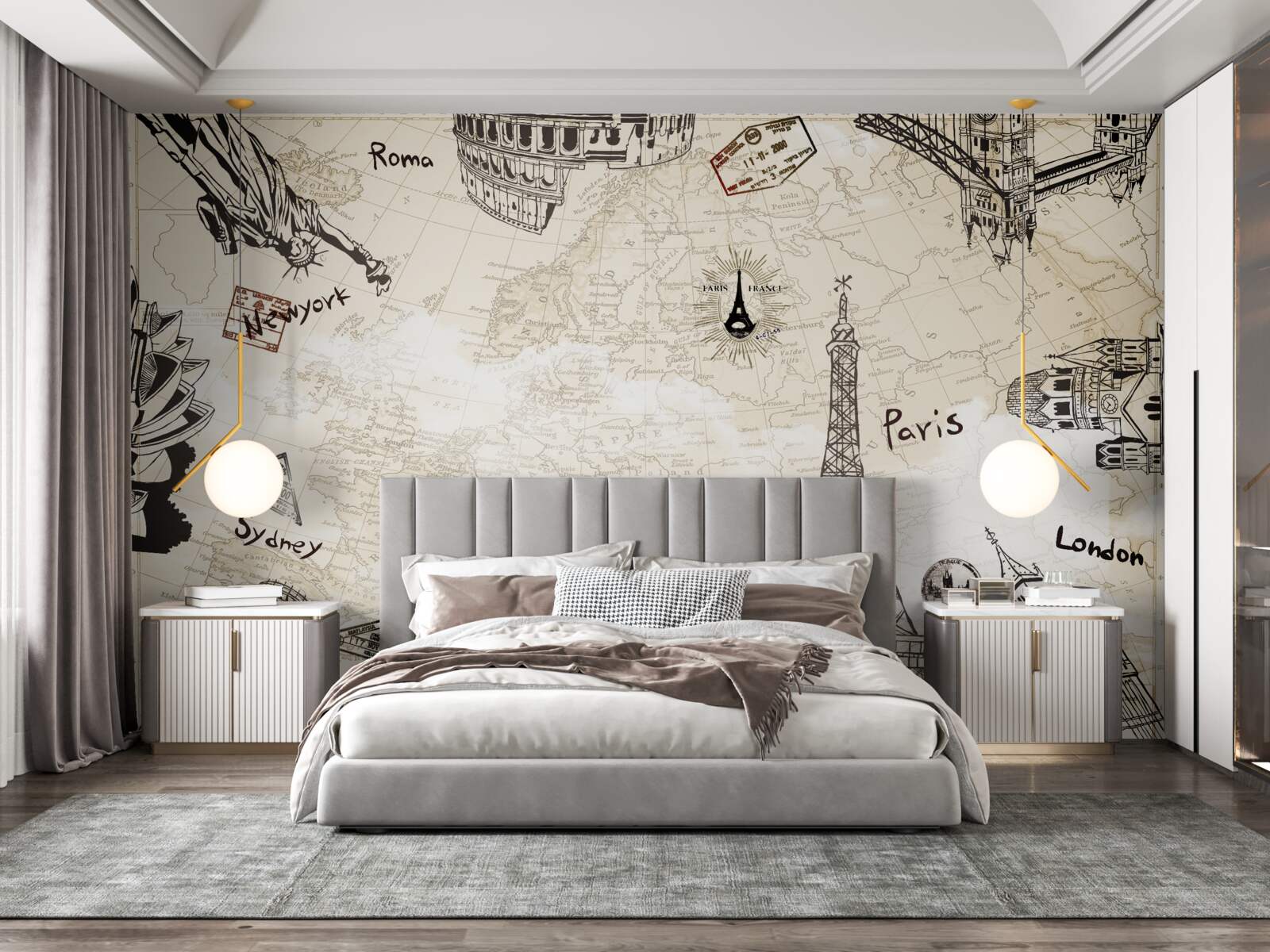 Fototapeta Európska architektúra na mape