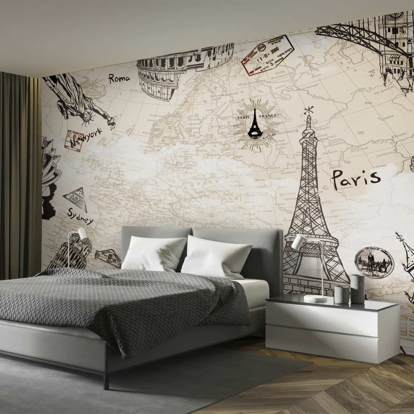 Fototapeta Európska architektúra na mape