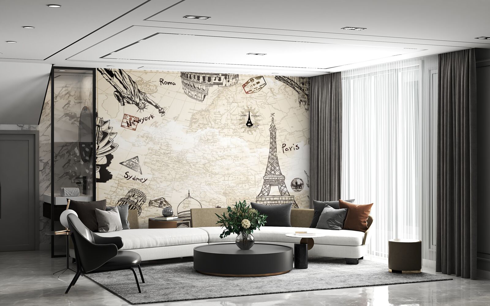 Fototapeta Európska architektúra na mape