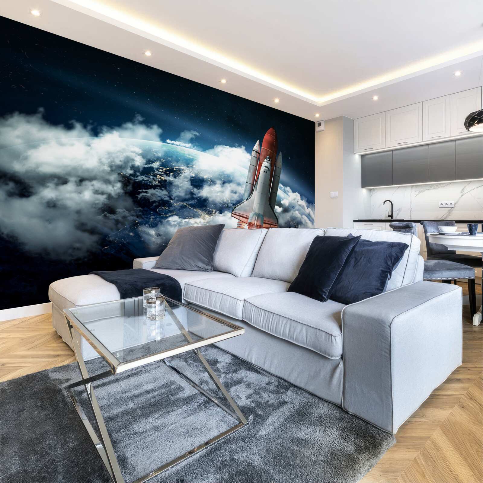 Fototapeta kozmická loď na orbitálnej dráhe