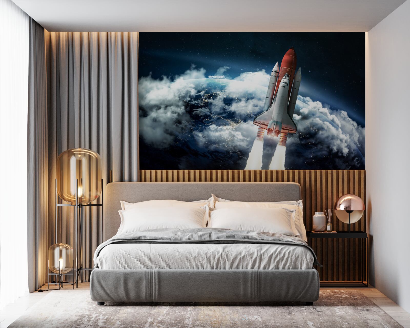 Fototapeta kozmická loď na orbitálnej dráhe