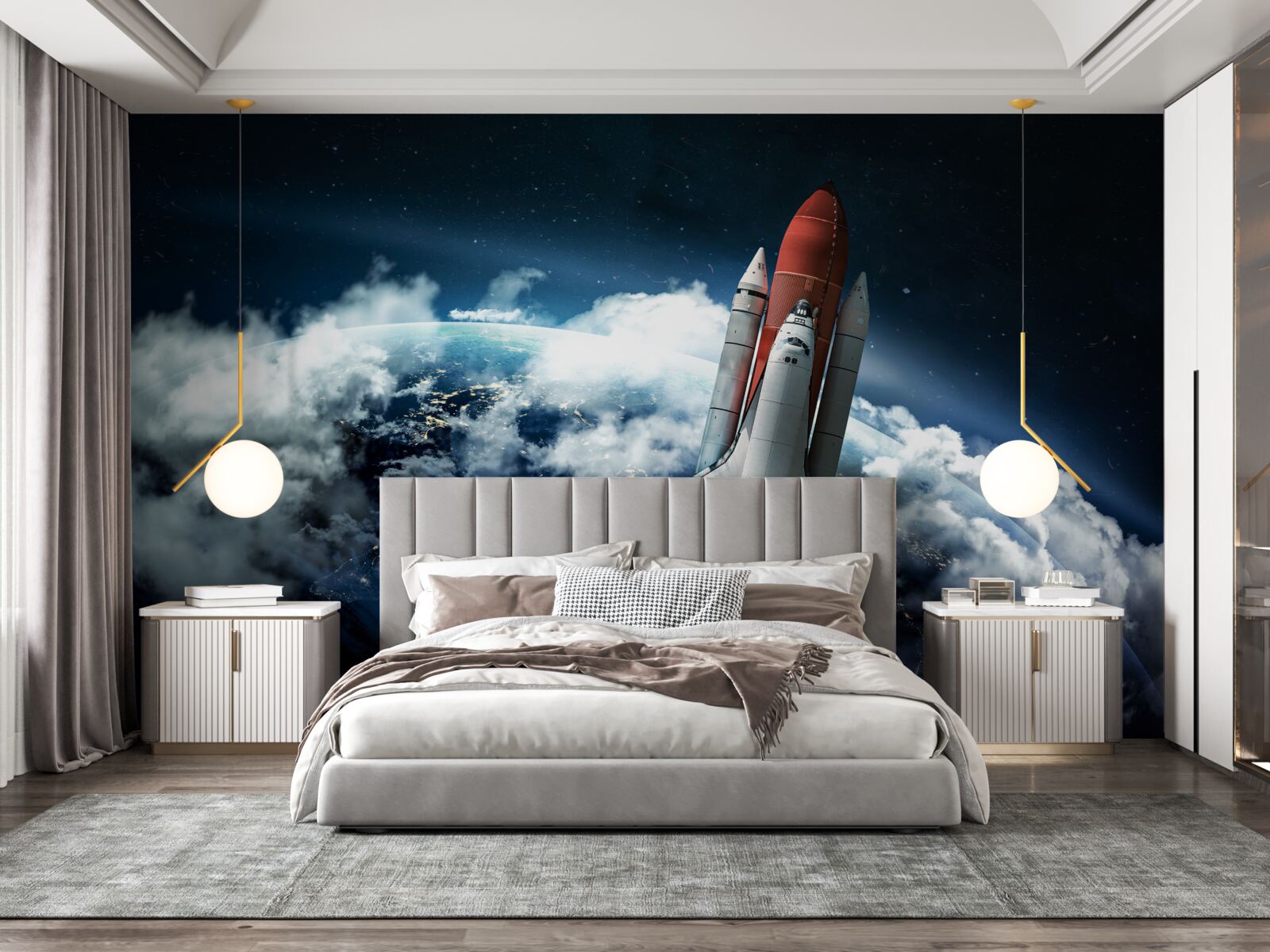 Fototapeta kozmická loď na orbitálnej dráhe