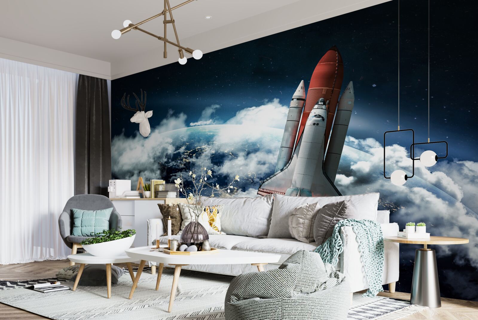 Fototapeta kozmická loď na orbitálnej dráhe