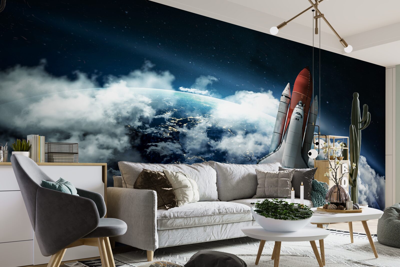 Fototapeta kozmická loď na orbitálnej dráhe