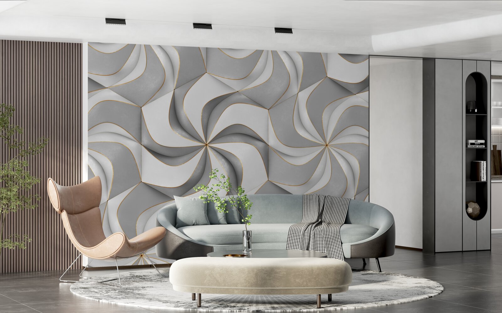 Fototapeta rotujúce sivé kruhy