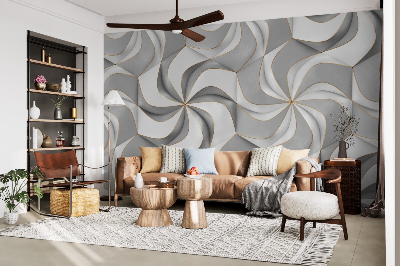 Fototapeta rotujúce sivé kruhy