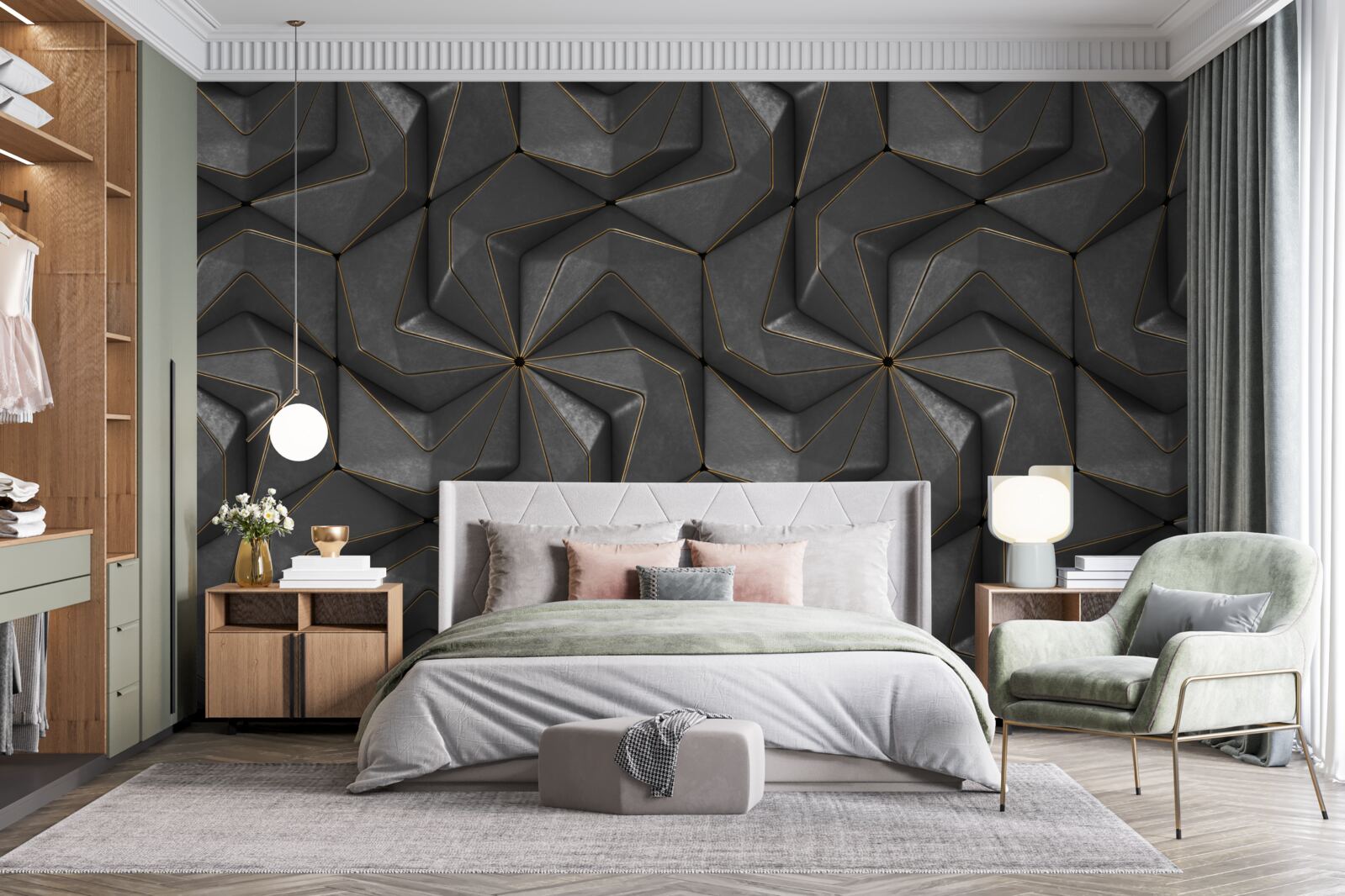 Fototapeta pozadie čiernych geometrických tvarov