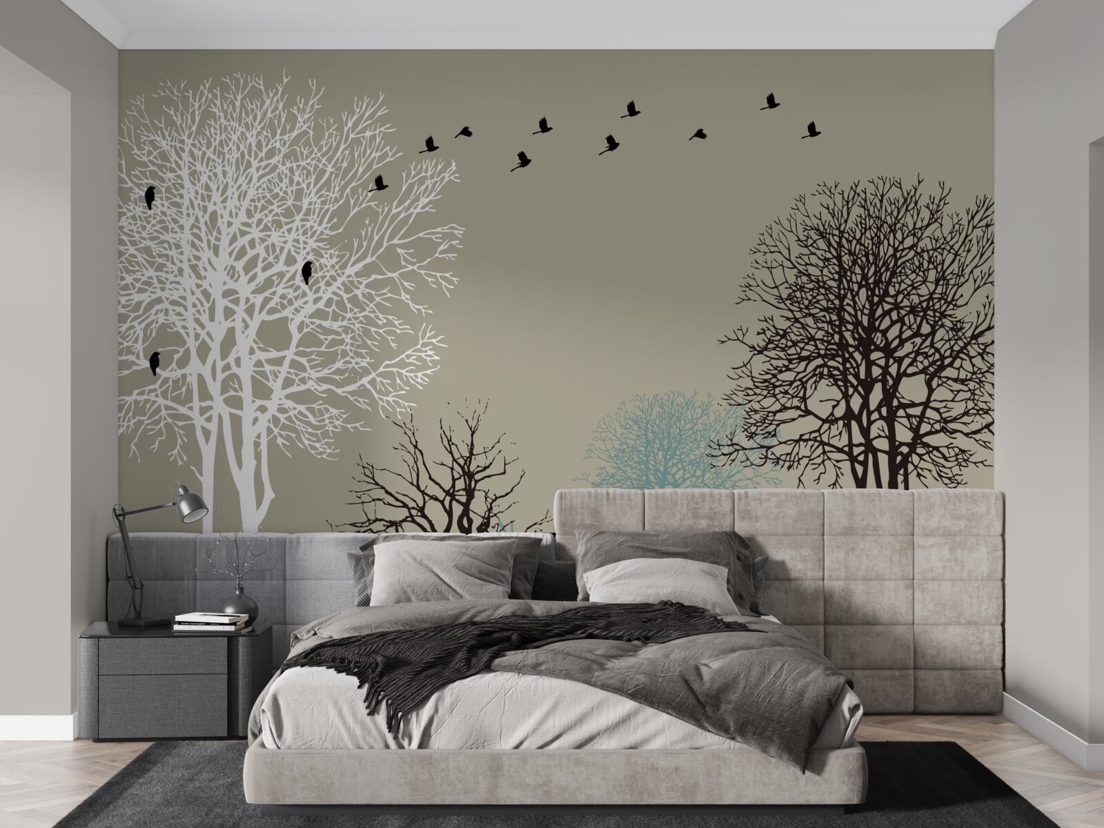 Fototapeta vtáky lietajú nad korunami stromov