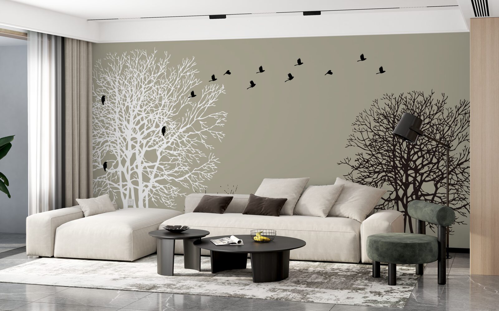 Fototapeta vtáky lietajú nad korunami stromov