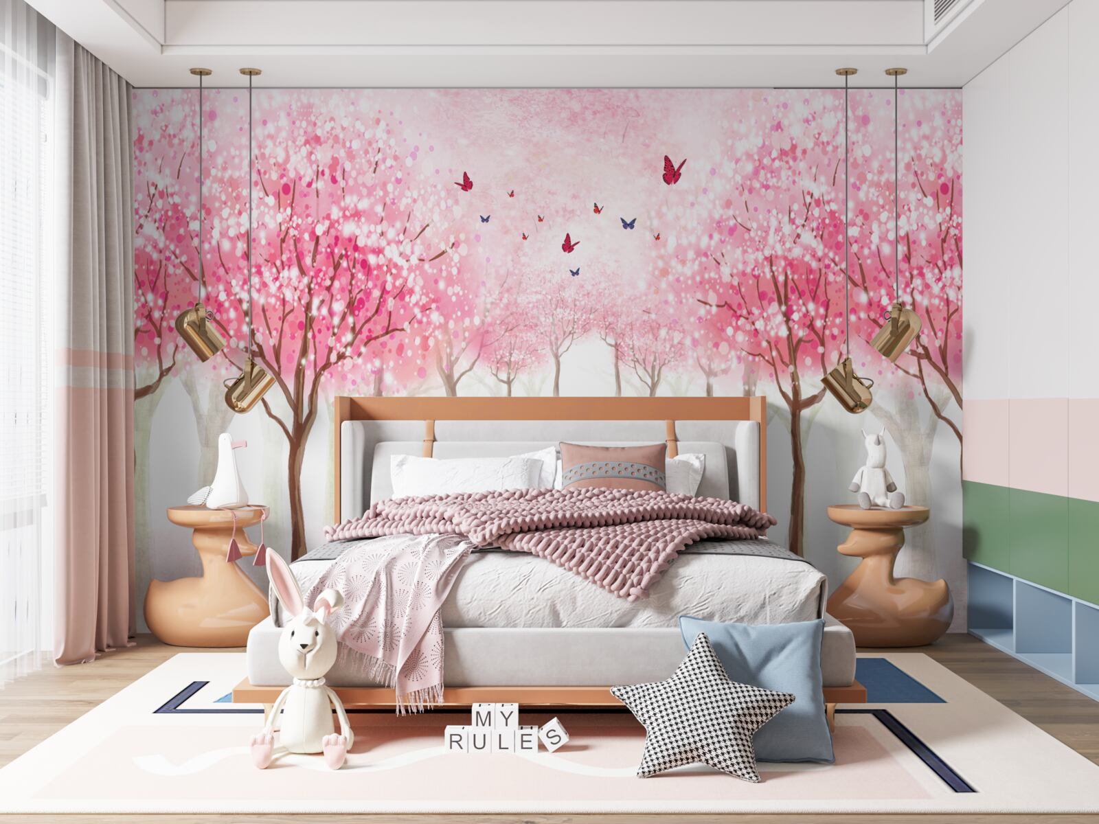 Fototapeta akvarel so sakurou uličkou