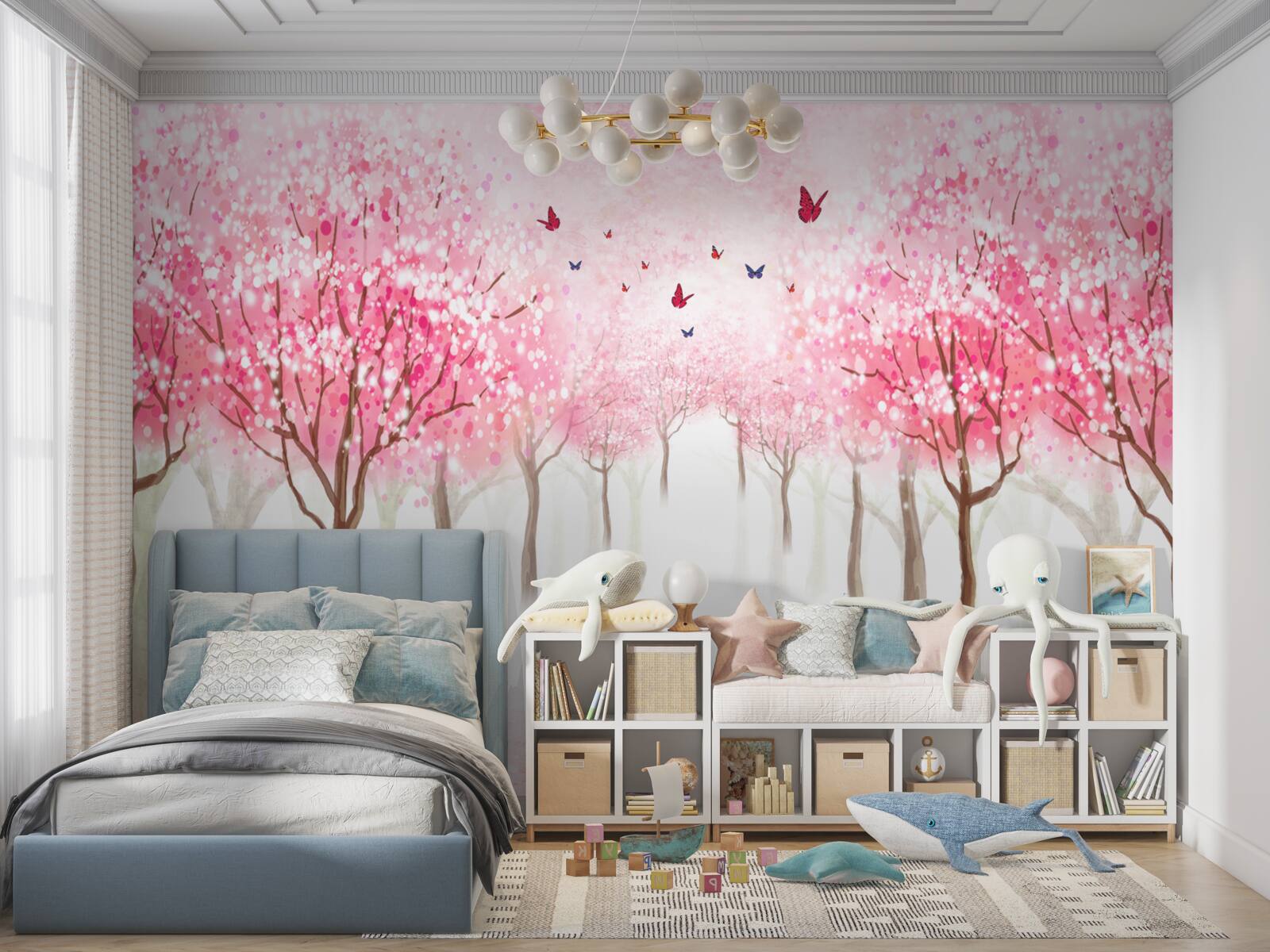 Fototapeta akvarel so sakurou uličkou