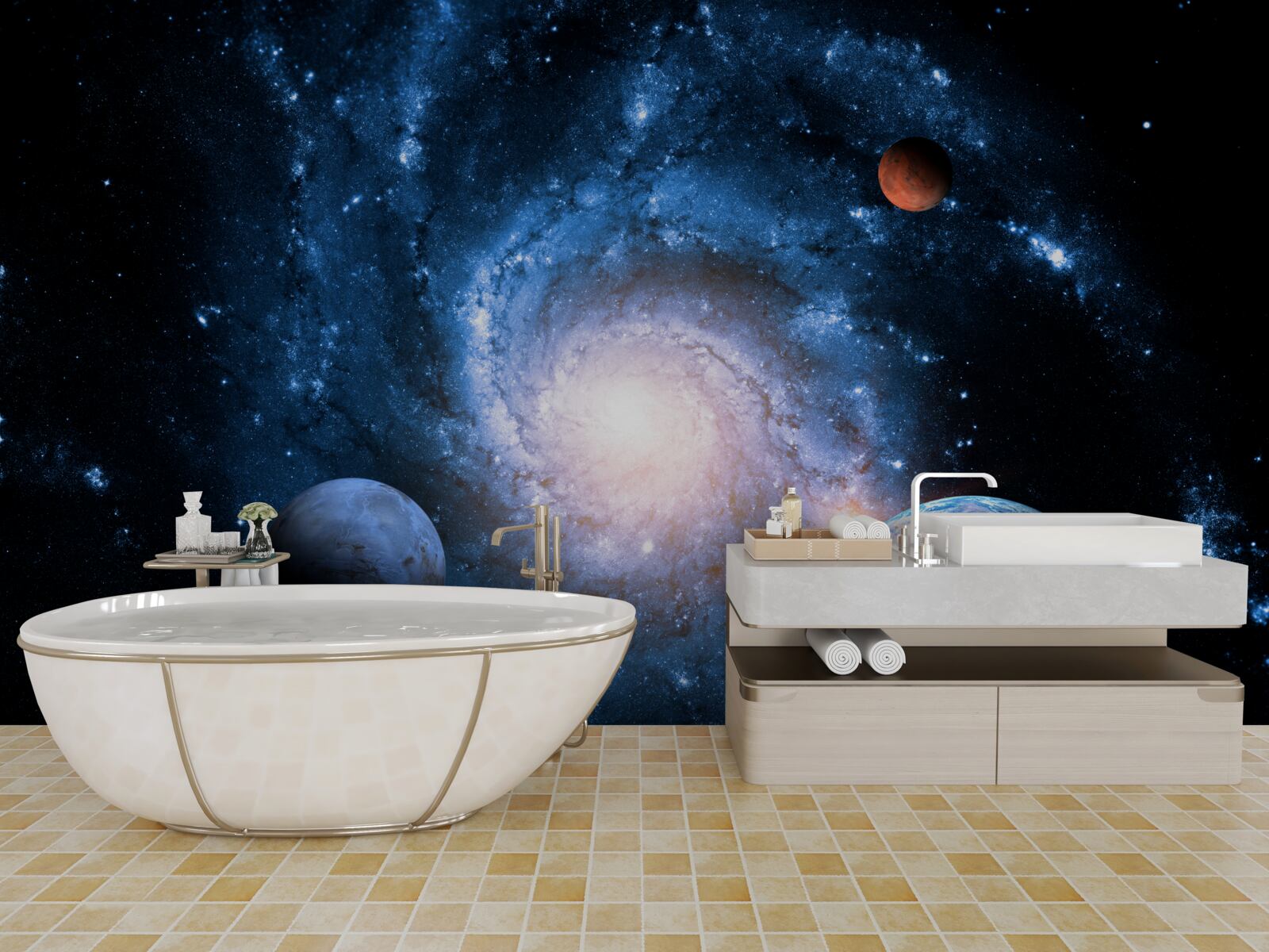 Fototapeta ponurý vesmír s nebeskými telesami