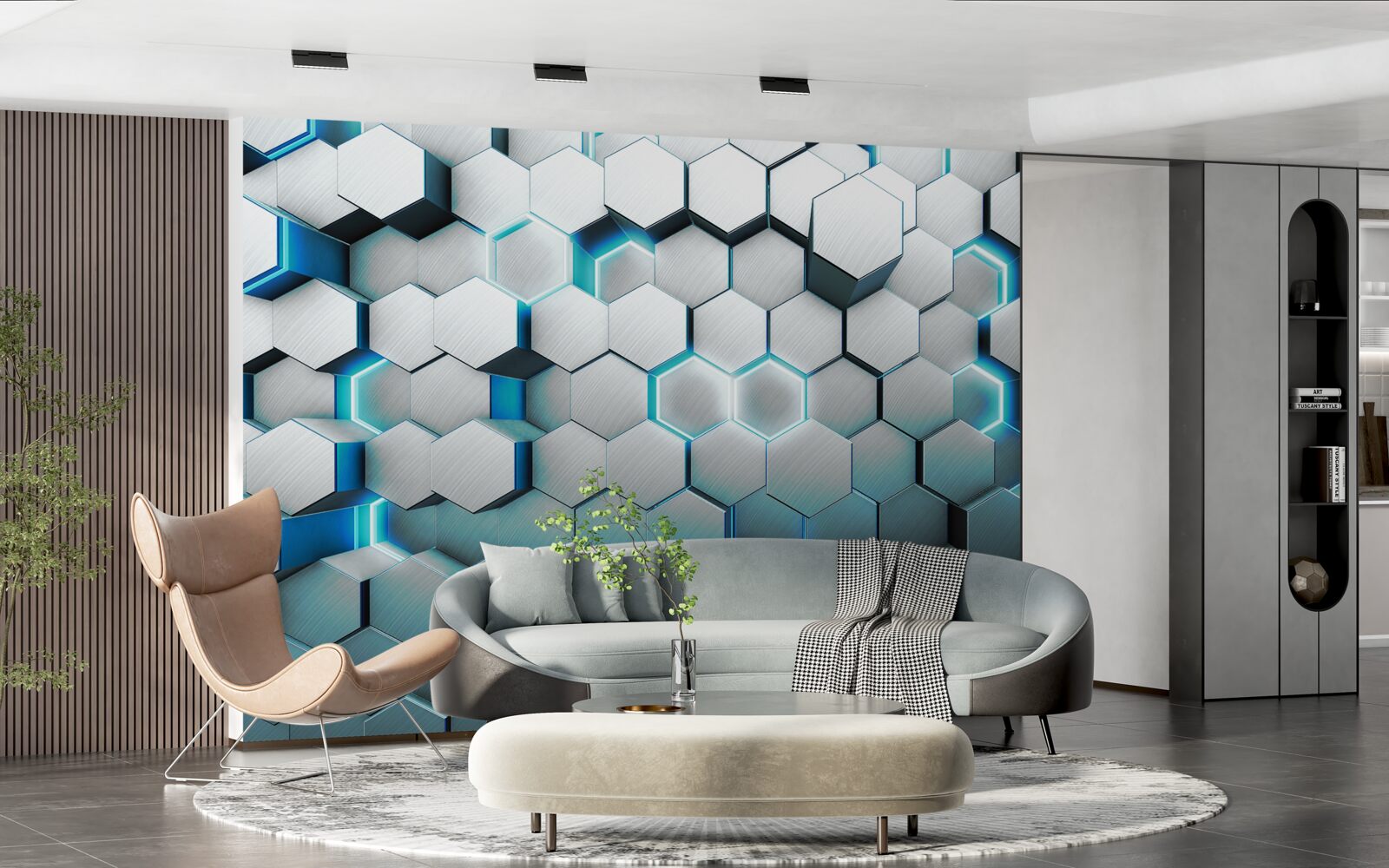 Fototapeta modré tvary päťuholníka