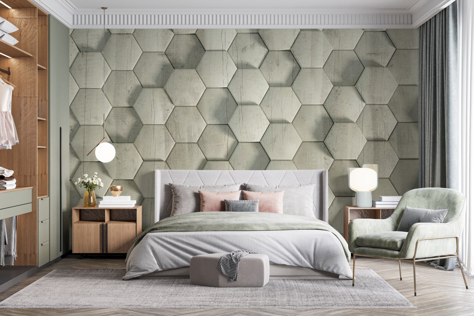 Fototapeta svetlozelené drevené bunky