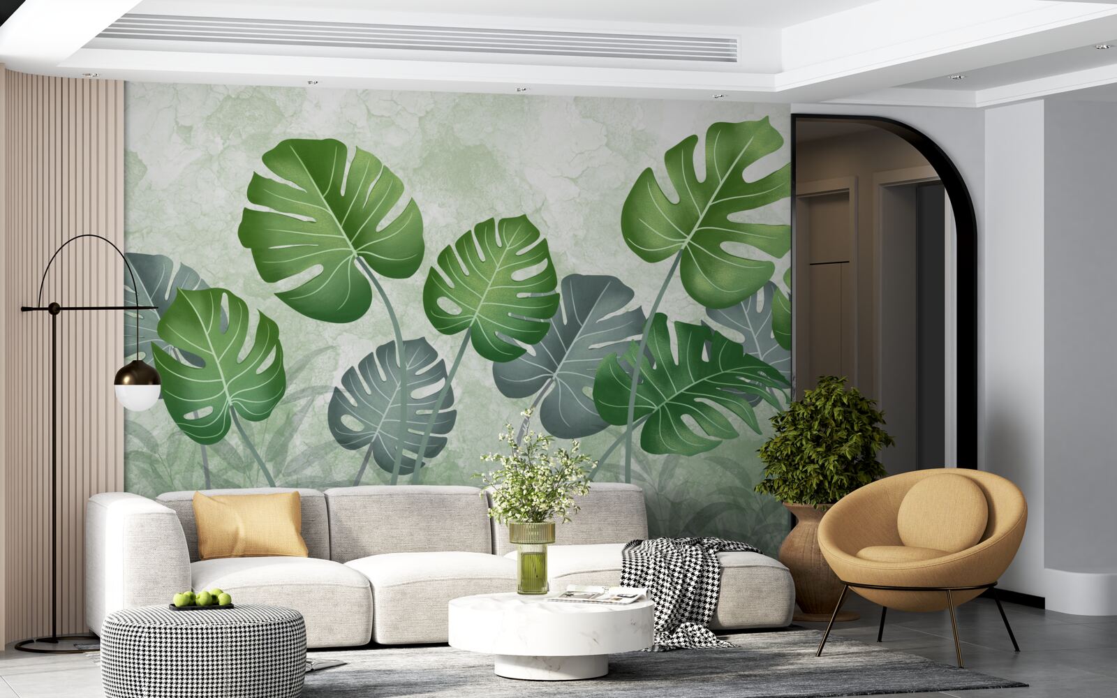 Fototapeta veľké listy monstera a paprade