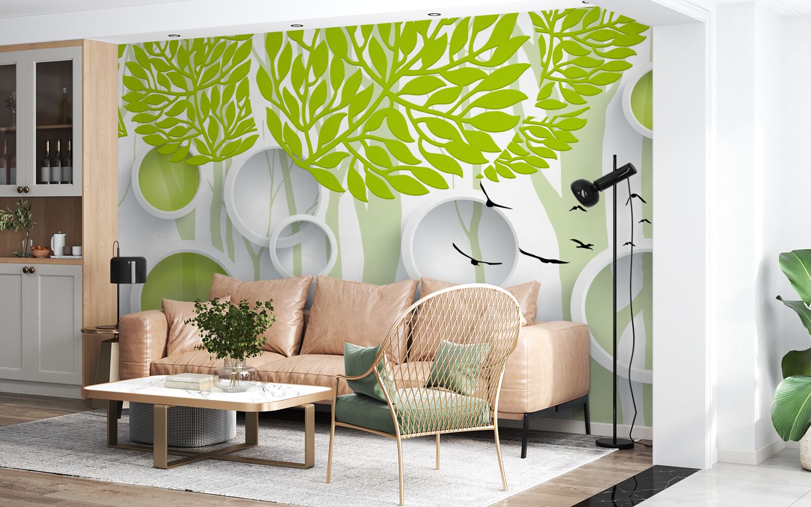 Fototapeta abstraktný obraz jarných stromov so svetlozelenou farbou