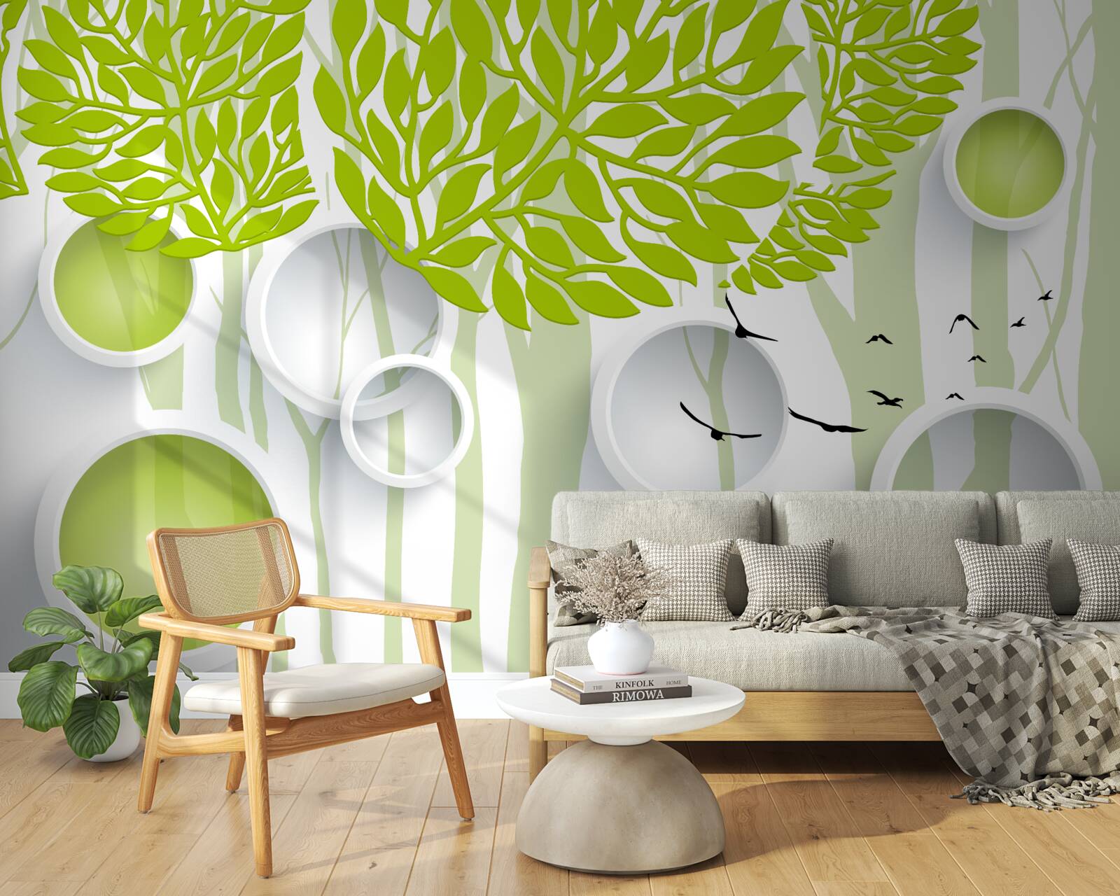 Fototapeta abstraktný obraz jarných stromov so svetlozelenou farbou