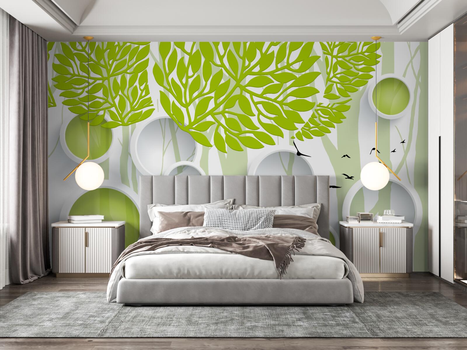 Fototapeta abstraktný obraz jarných stromov so svetlozelenou farbou