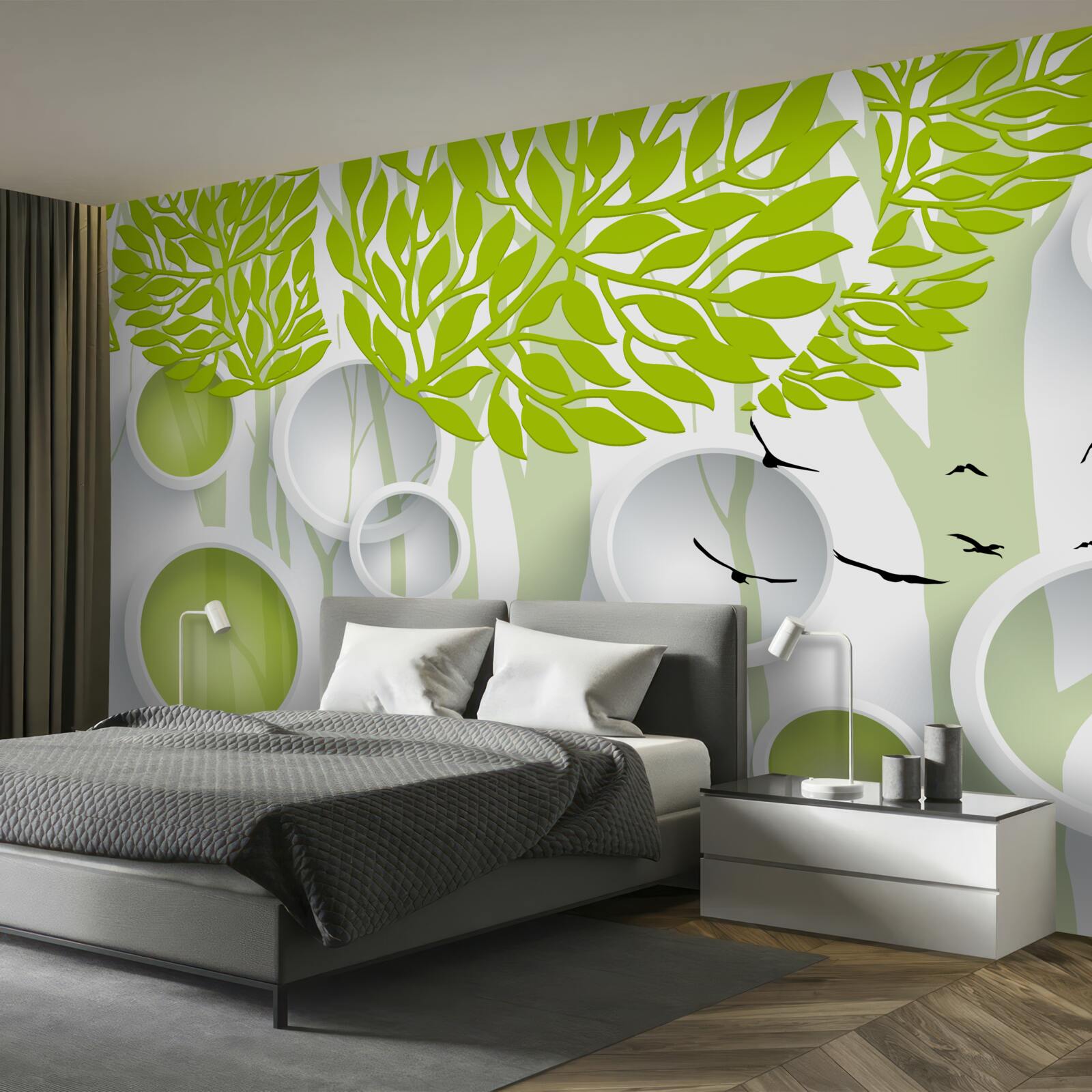 Fototapeta abstraktný obraz jarných stromov so svetlozelenou farbou