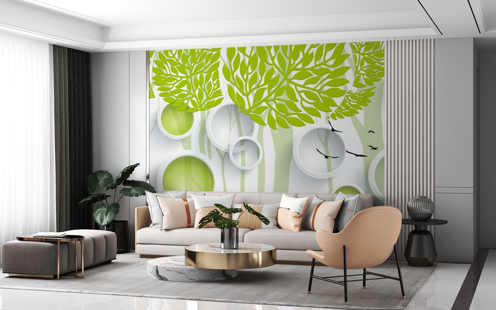 Fototapeta abstraktný obraz jarných stromov so svetlozelenou farbou