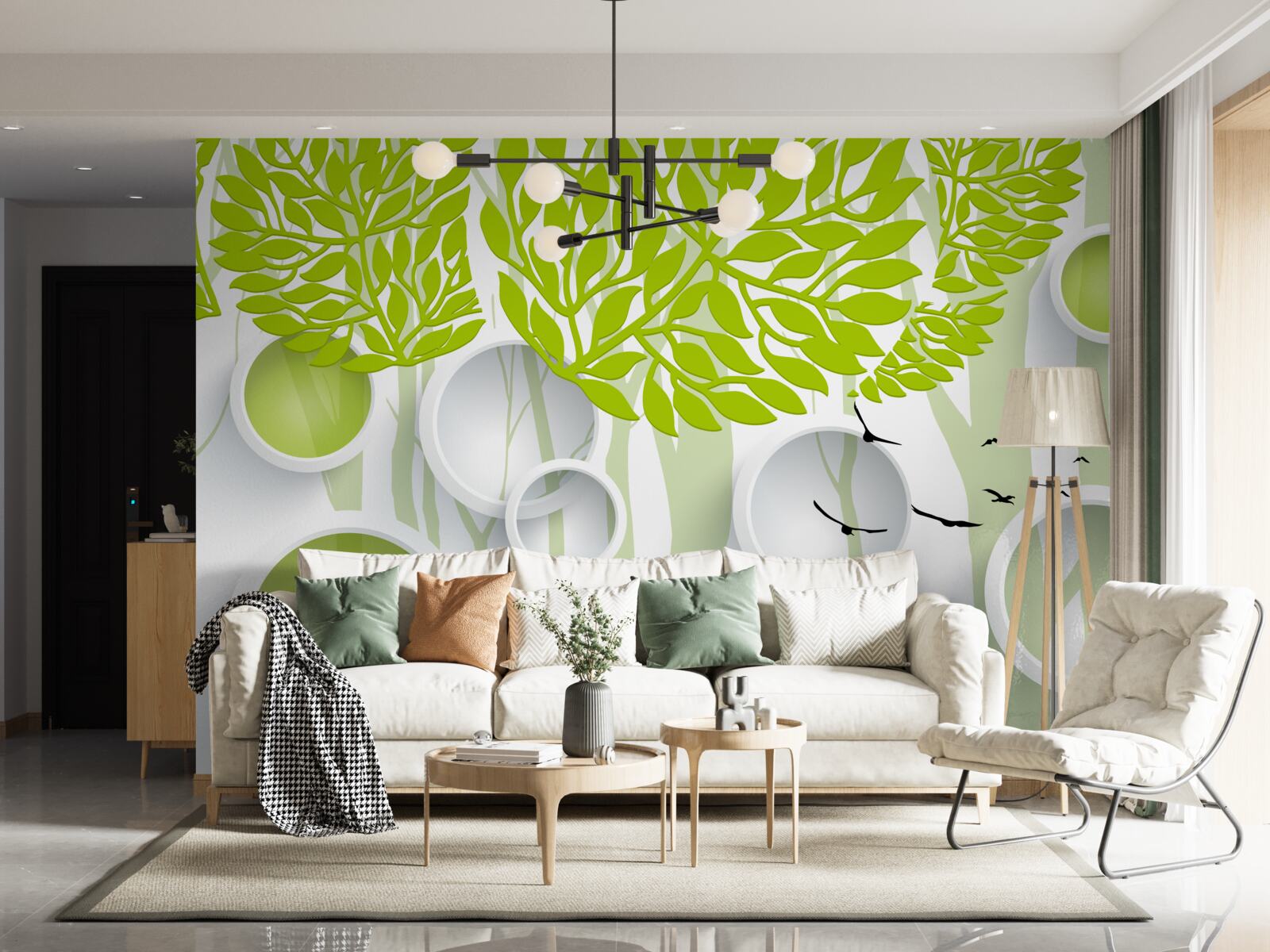 Fototapeta abstraktný obraz jarných stromov so svetlozelenou farbou