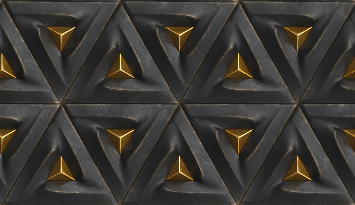 Fototapeta trojuholníky so zlatými stredmi